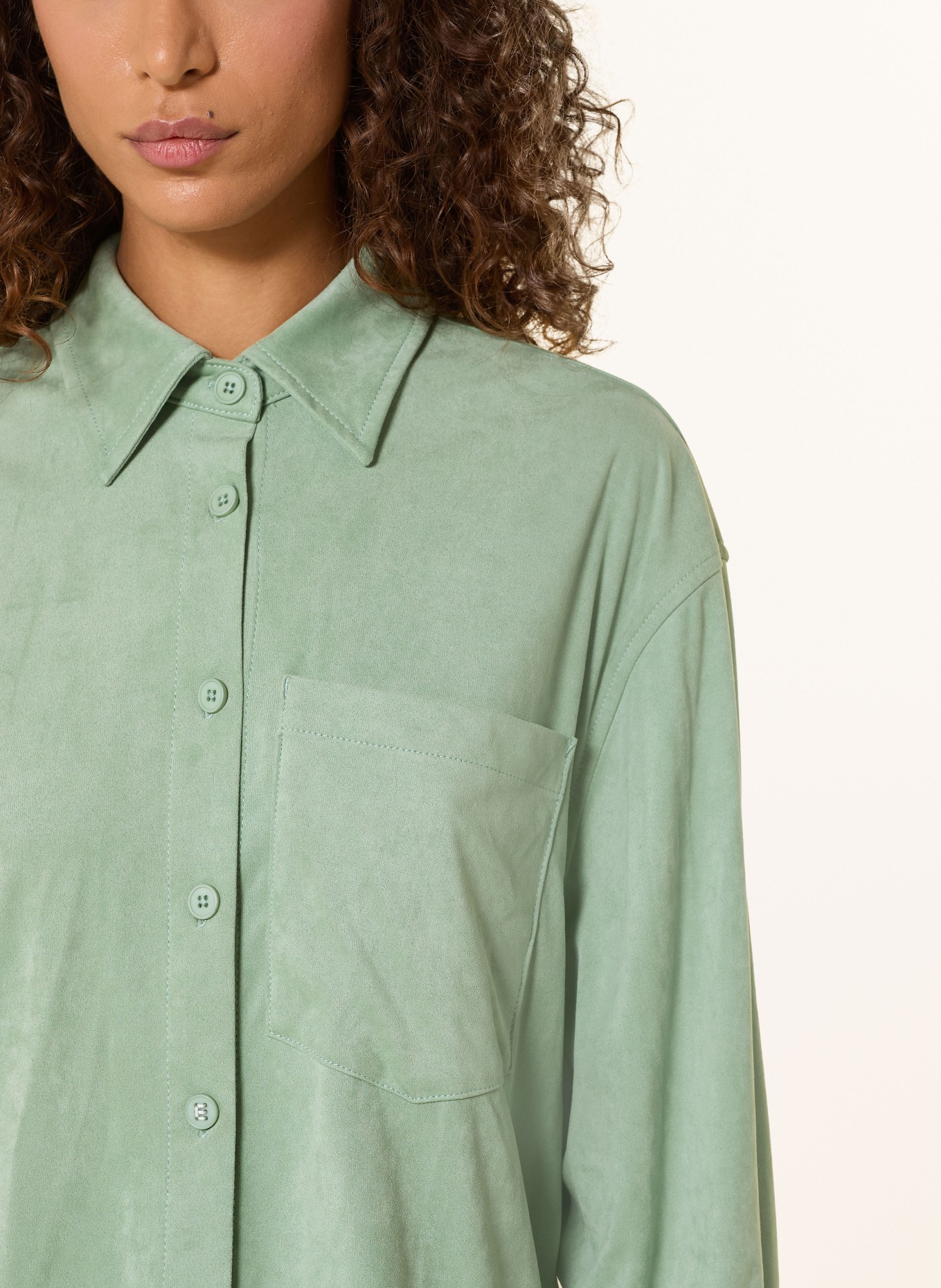 ELIAS RUMELIS BEBBI velvet shirt blouse: LIGHT GREEN
