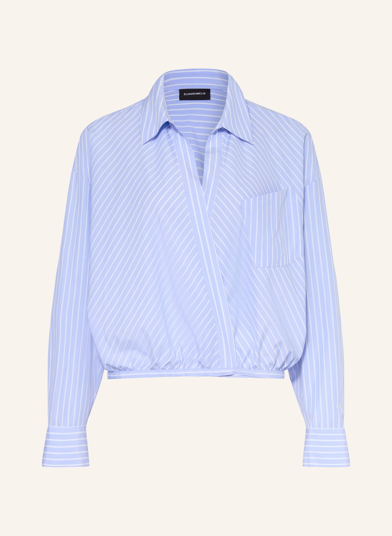 ELIAS RUMELIS SAYLOR wrap blouse: LIGHT BLUE / WHITE