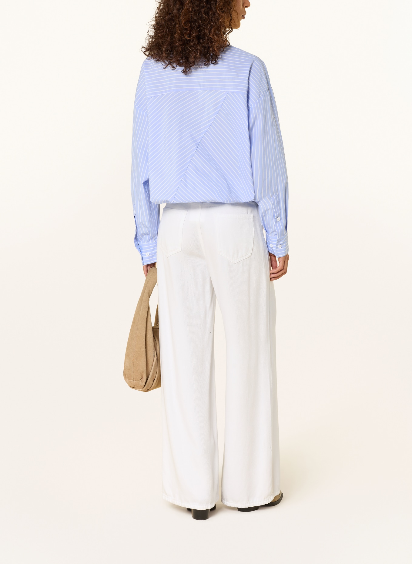 ELIAS RUMELIS SAYLOR wrap blouse: LIGHT BLUE / WHITE