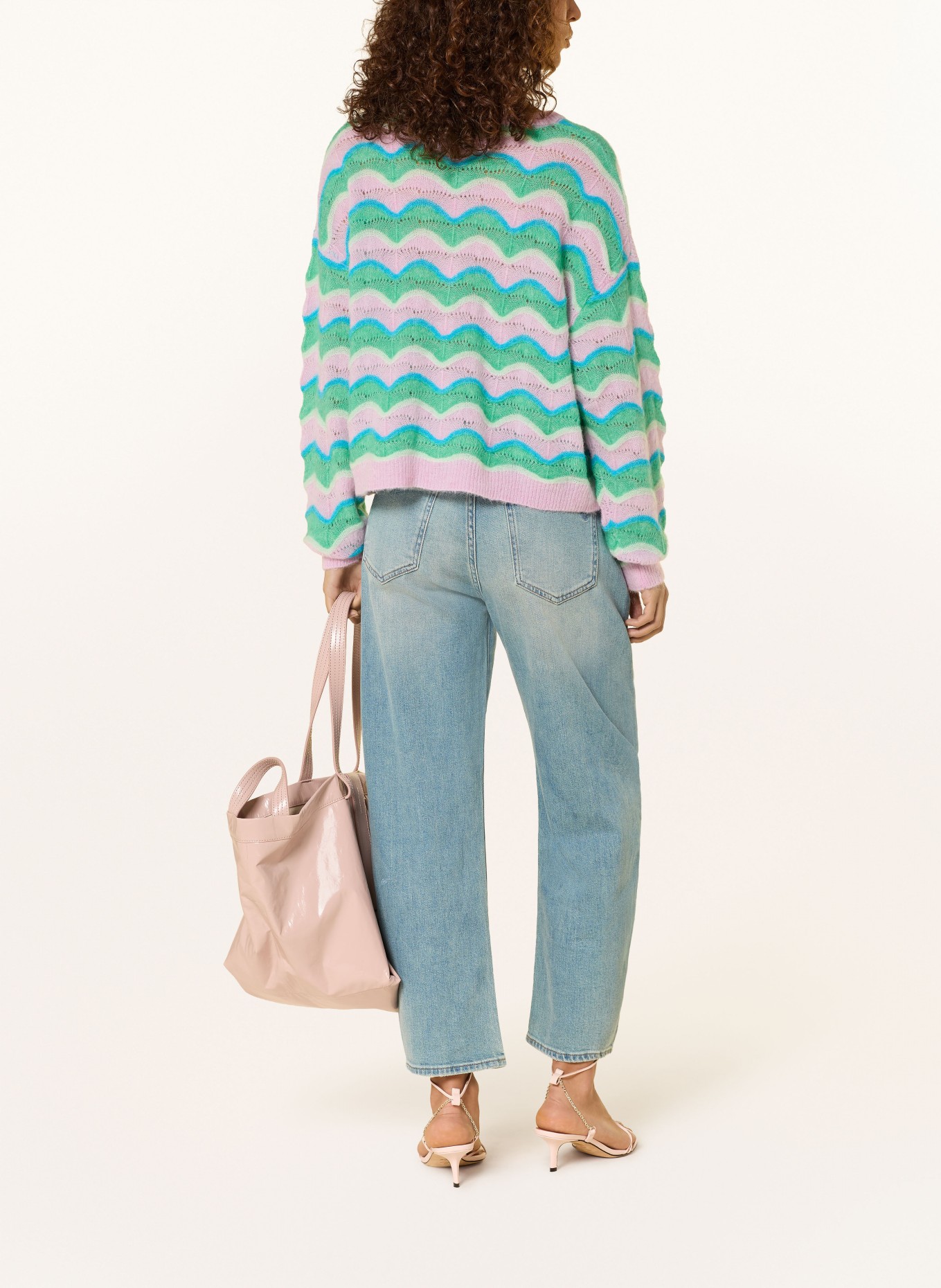 ELIAS RUMELIS LUELLA cardigan: GREEN / LIGHT PINK