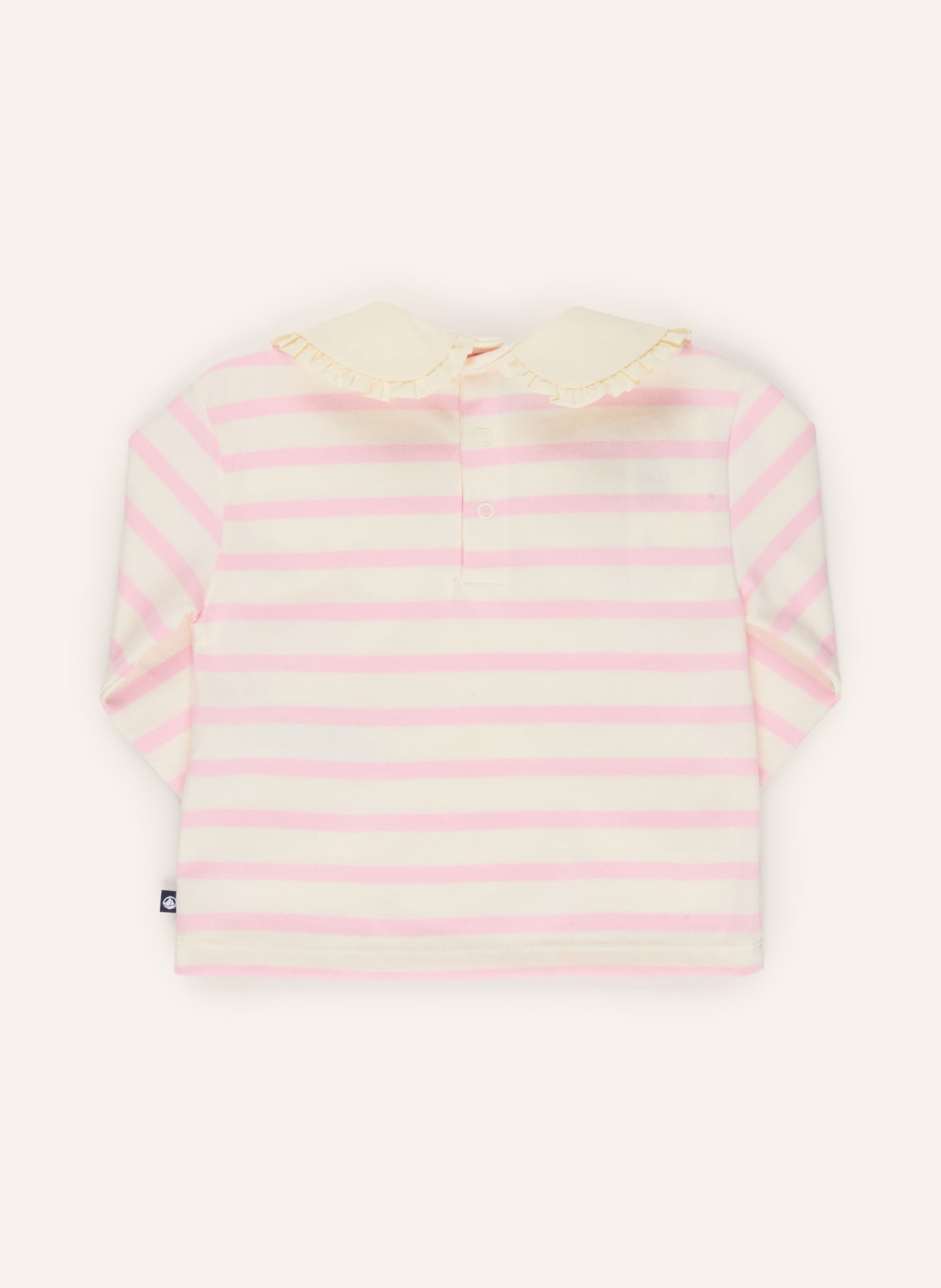 PETIT BATEAU Longsleeve MARINIERE mit Rüschen: WEISS / ROSA