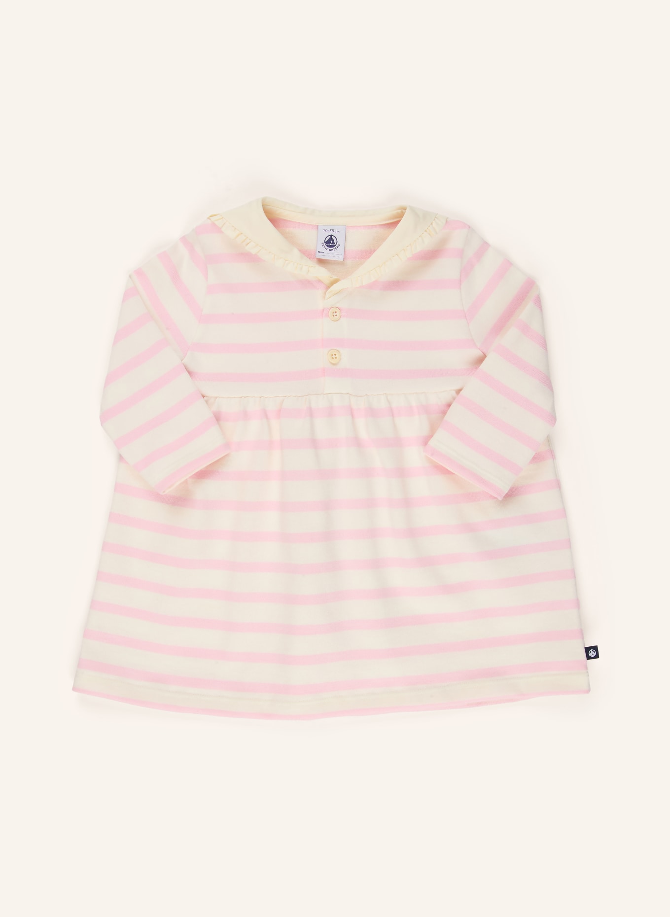 PETIT BATEAU Kleid mit Rüschen: WEISS / ROSA