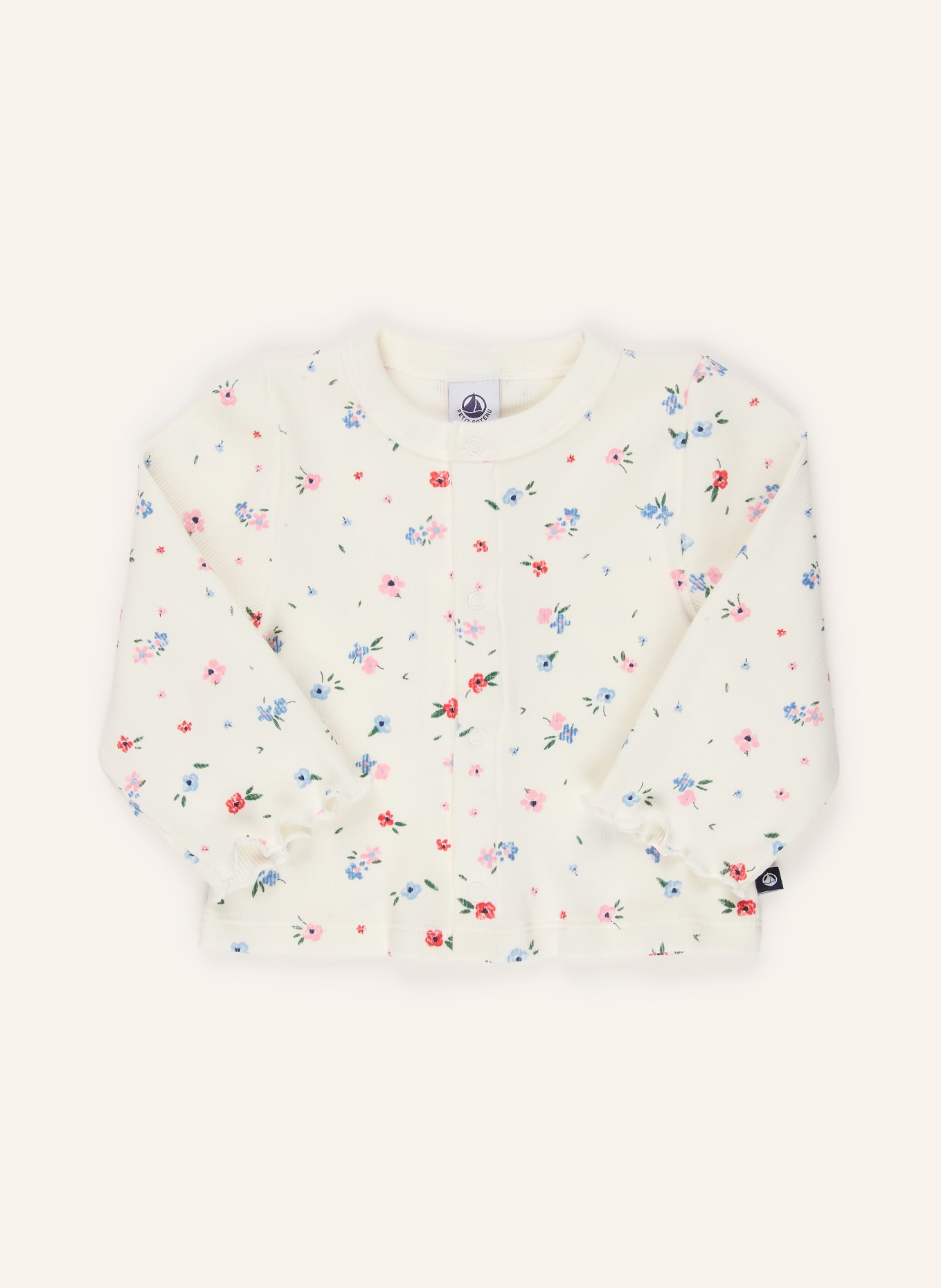 PETIT BATEAU Sweatjacke: WEISS / ROSA / GRÜN