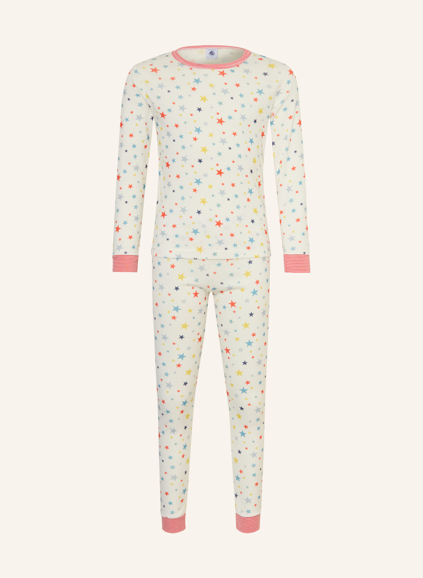 PETIT BATEAU Schlafanzug: ECRU / ROT / GELB