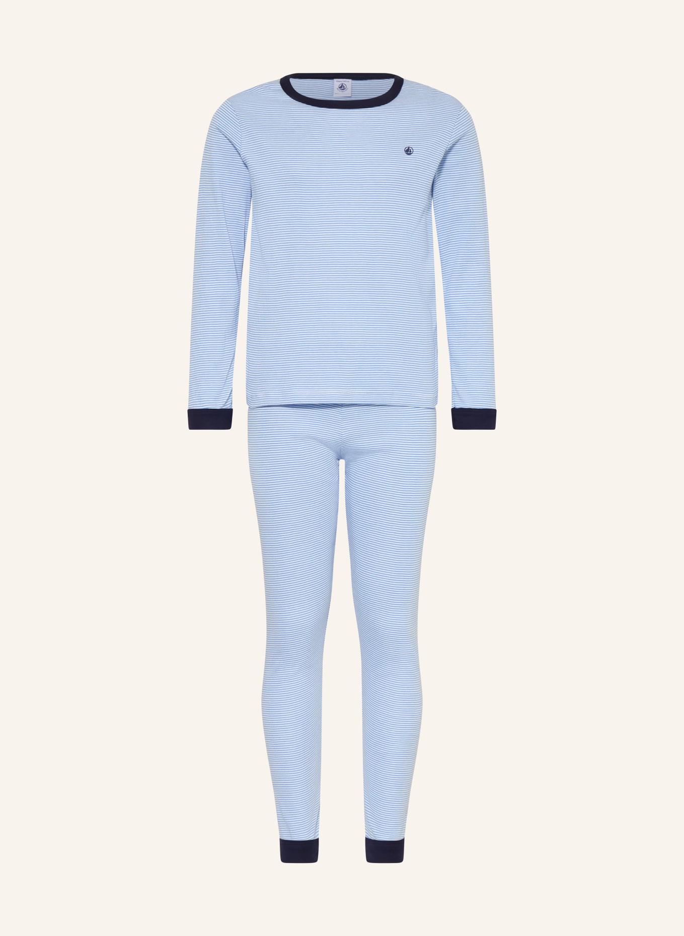PETIT BATEAU Schlafanzug: HELLBLAU / WEISS