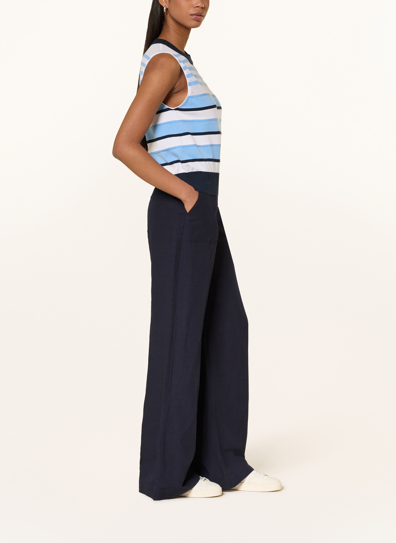 MARC CAIN WAUKEE wide-leg pants: 394 navy