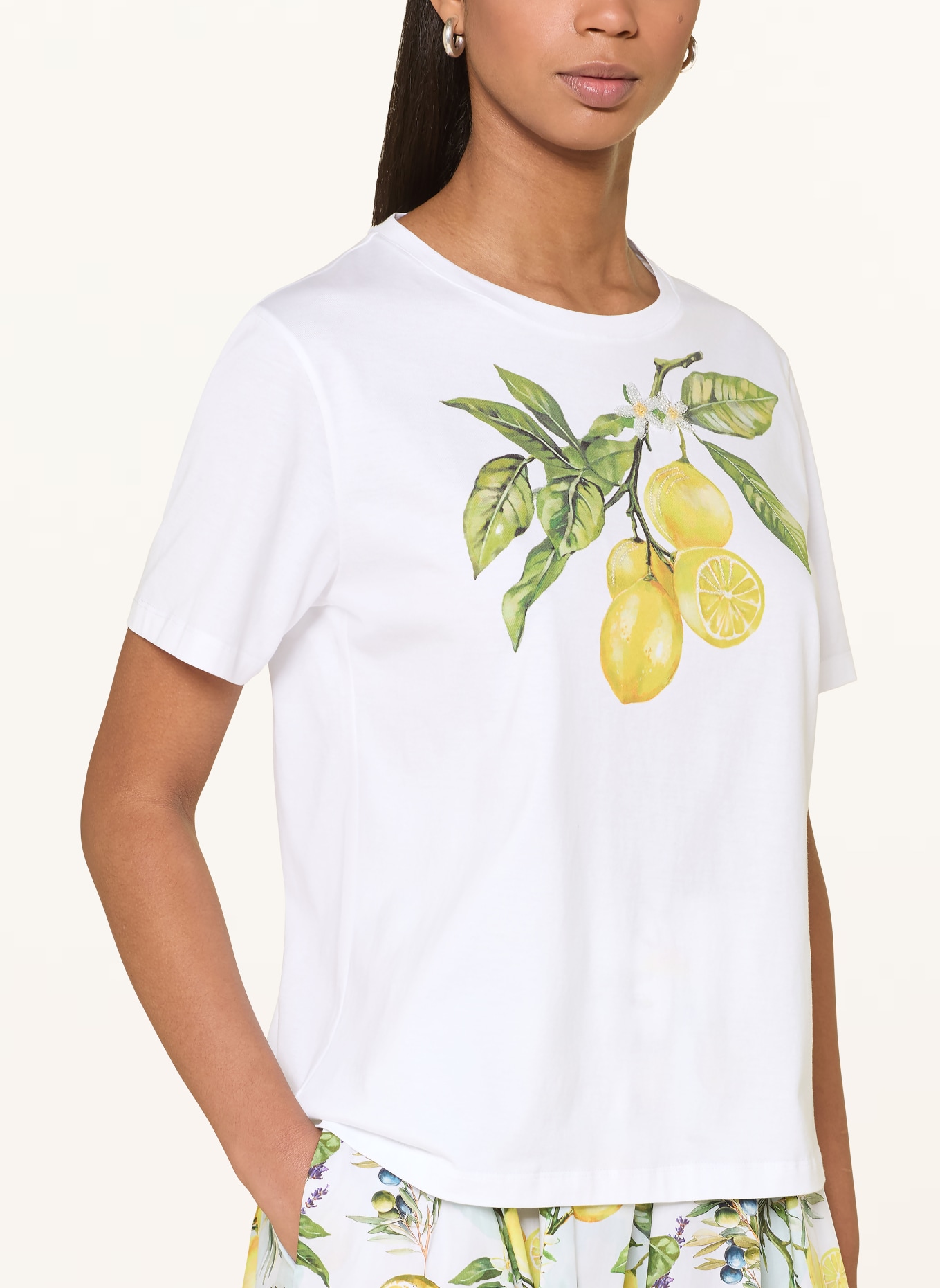 MARC CAIN Sequin T-shirt: 100 WHITE