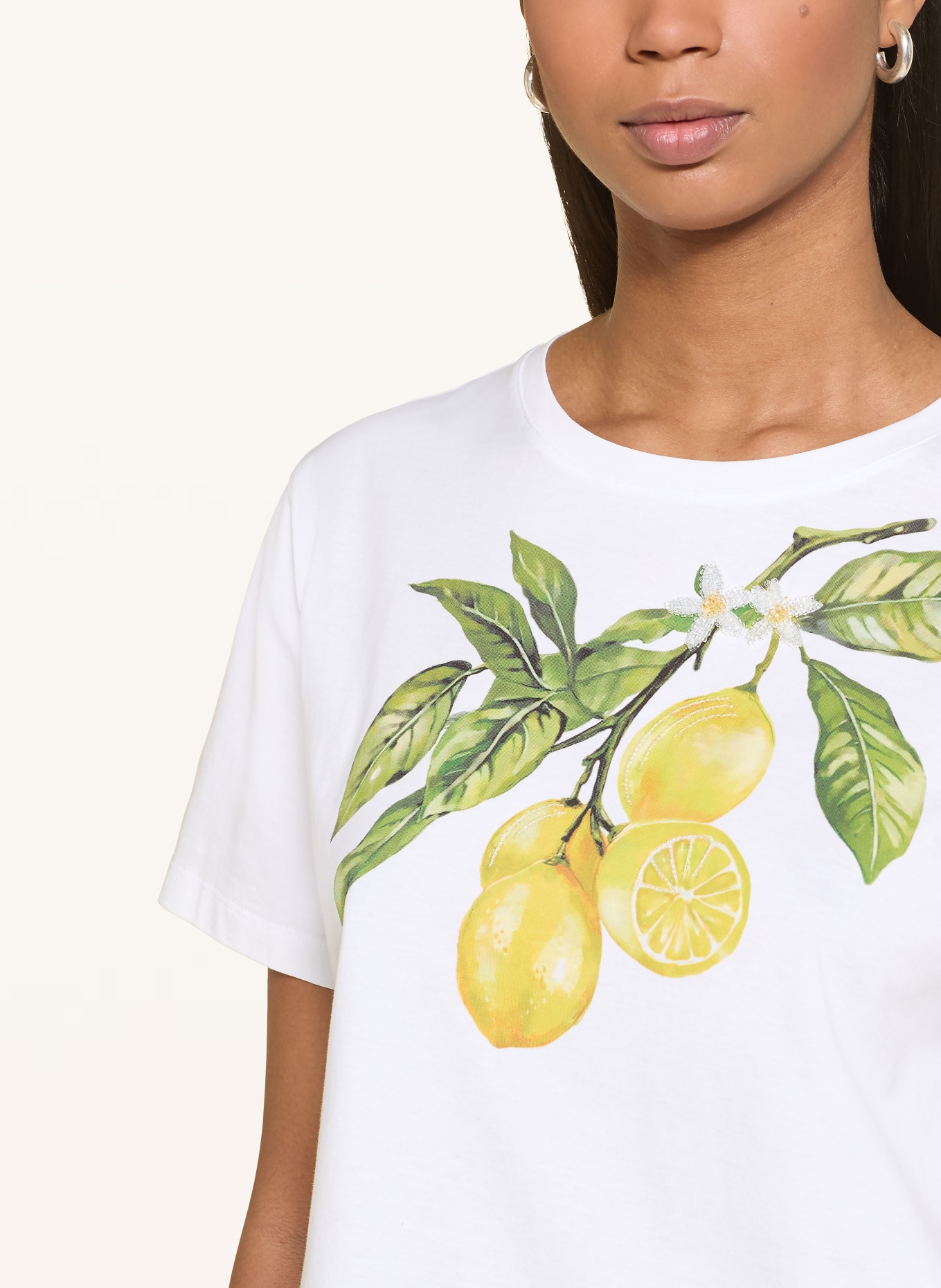 MARC CAIN Sequin T-shirt: 100 WHITE