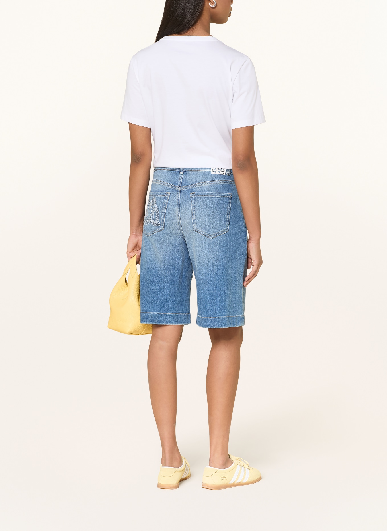 MARC CAIN T-Shirt mit Pailletten: 100 WHITE