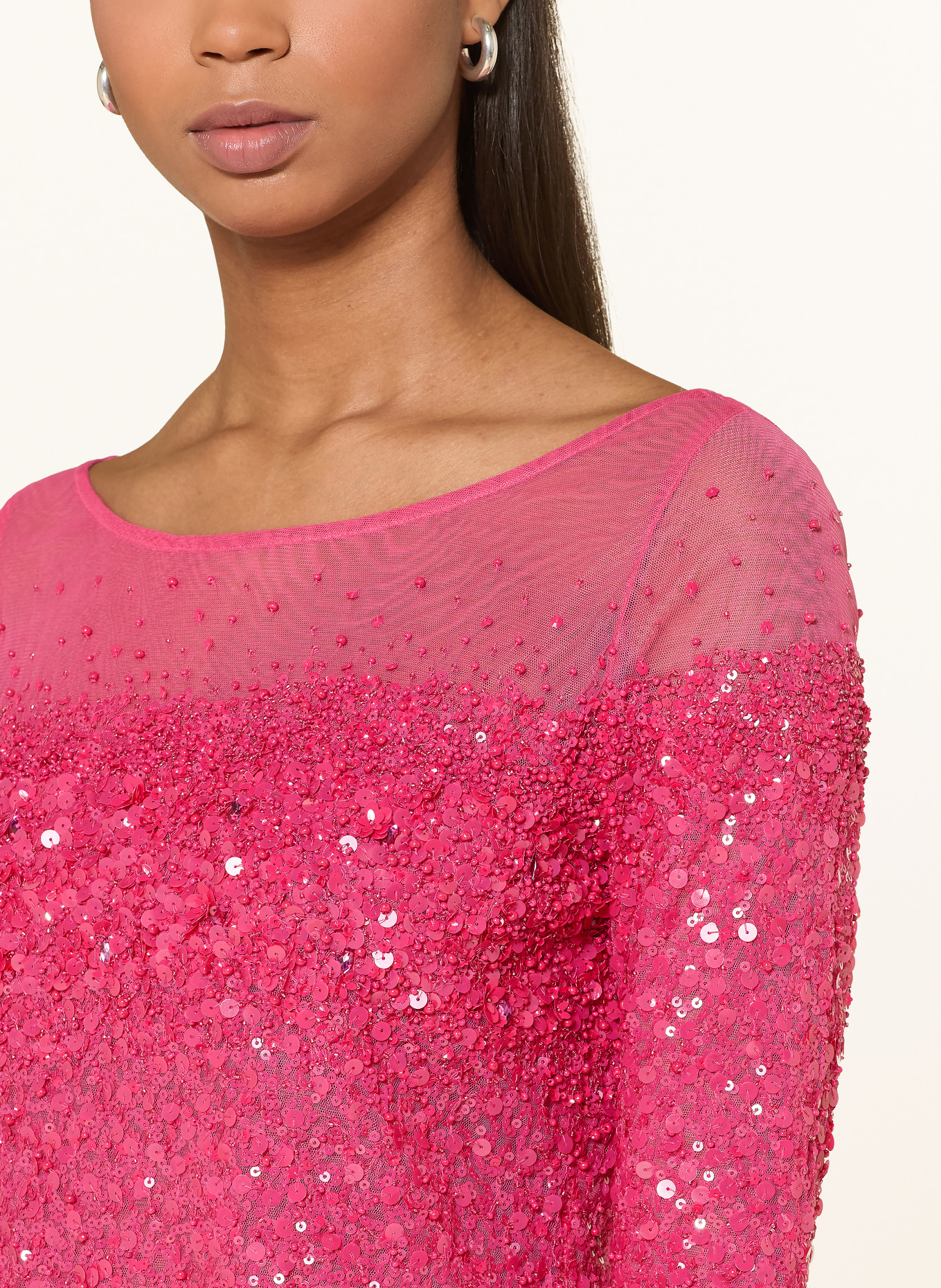 MARC CAIN Blusenshirt mit Pailletten: 260 fuchsia purple