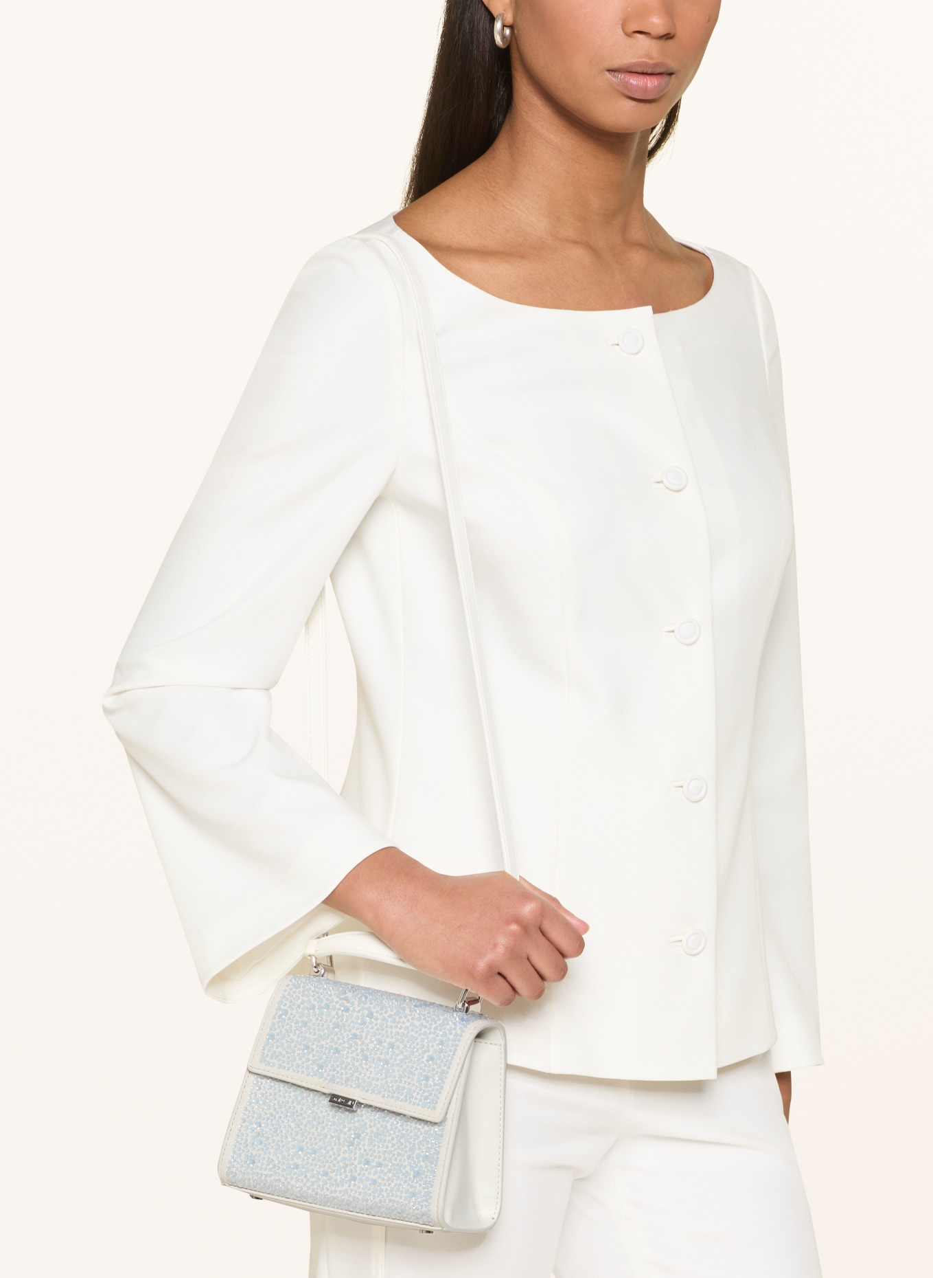 MARC CAIN Umhängetasche mit Schmucksteinen: 100 WHITE