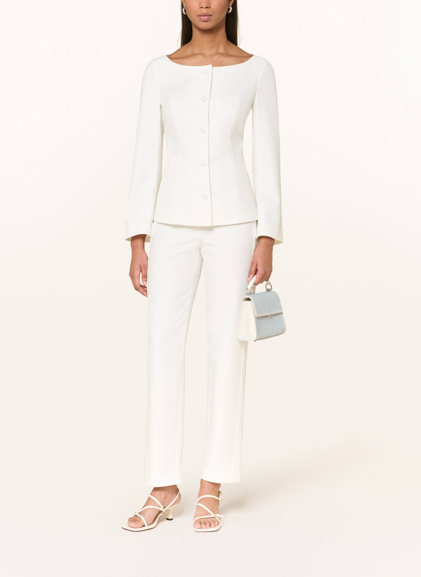 MARC CAIN Umhängetasche mit Schmucksteinen: 100 WHITE