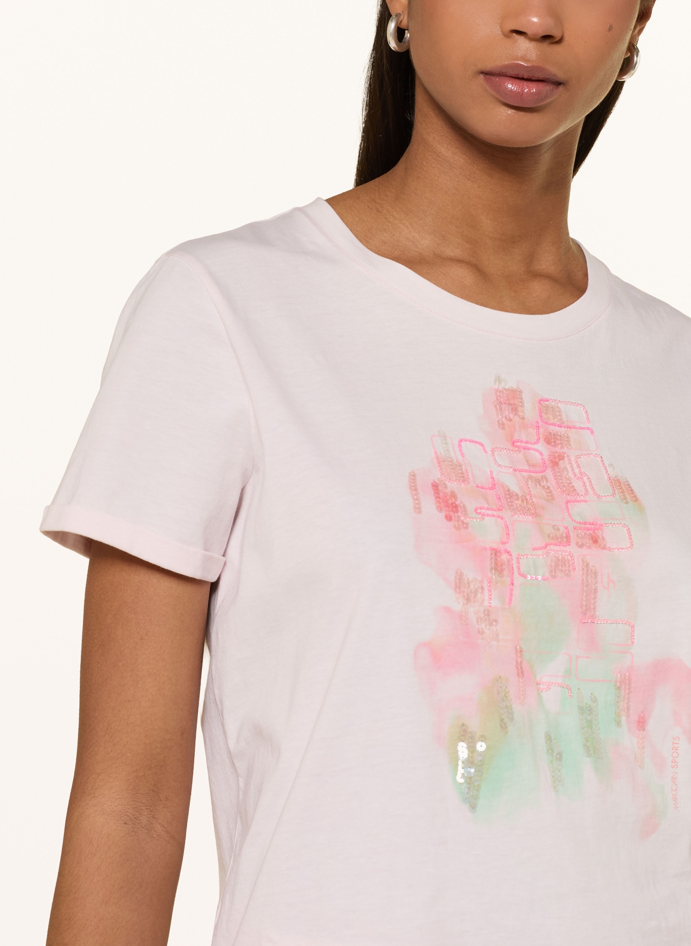 MARC CAIN T-Shirt mit Pailletten: 202 rosewater new