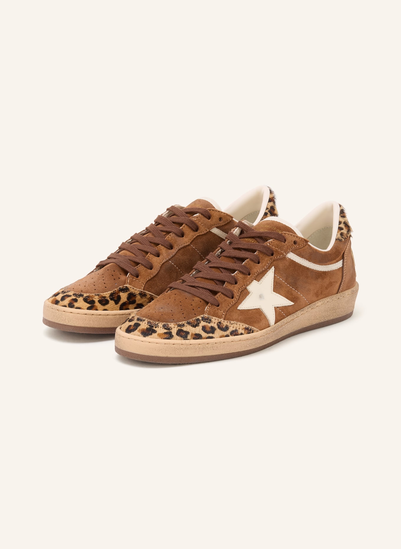 GOLDEN GOOSE BALL STAR sneakers: BROWN / LIGHT BROWN / CREAM