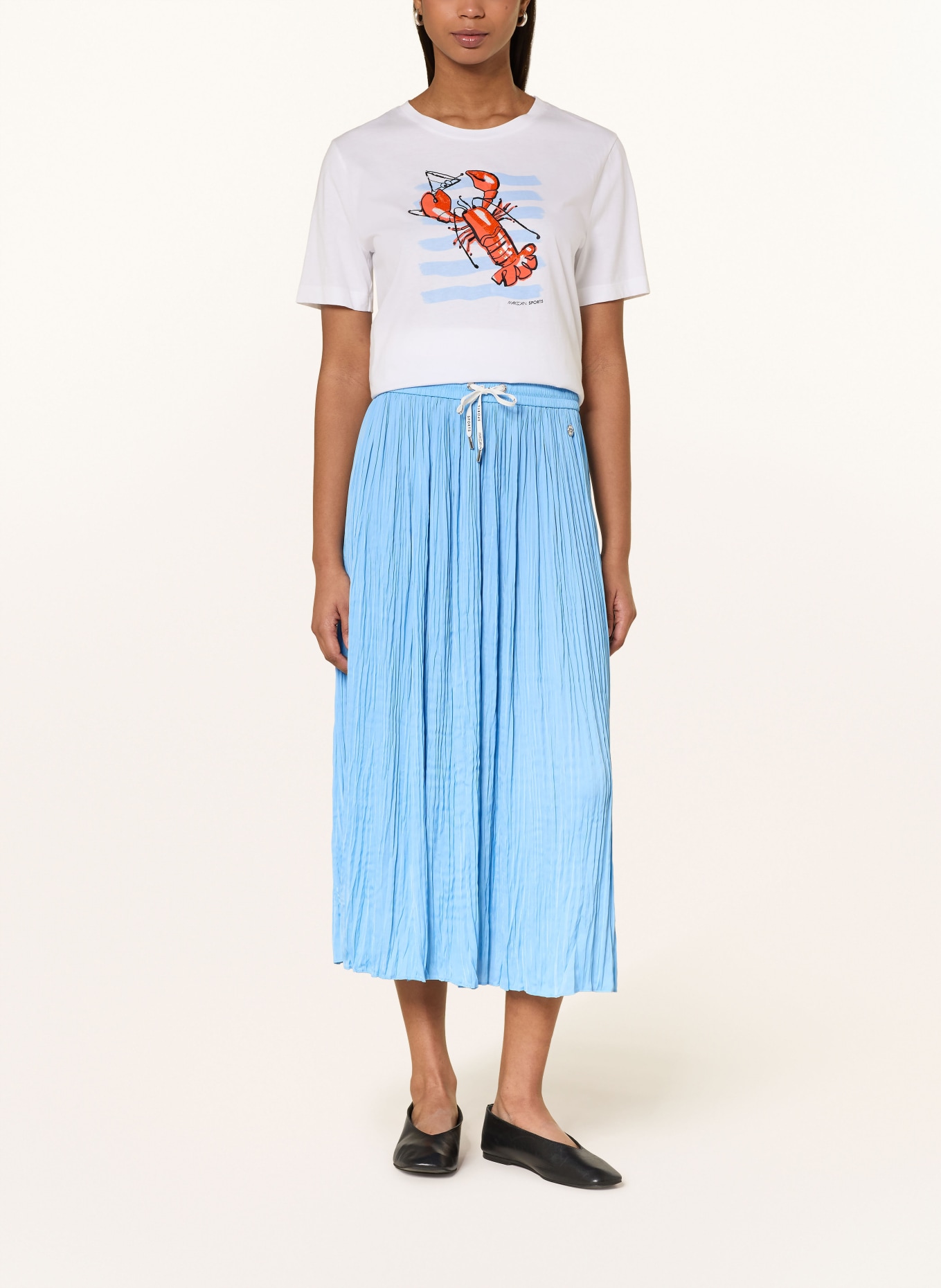 MARC CAIN T-Shirt mit Pailletten: 100 WHITE