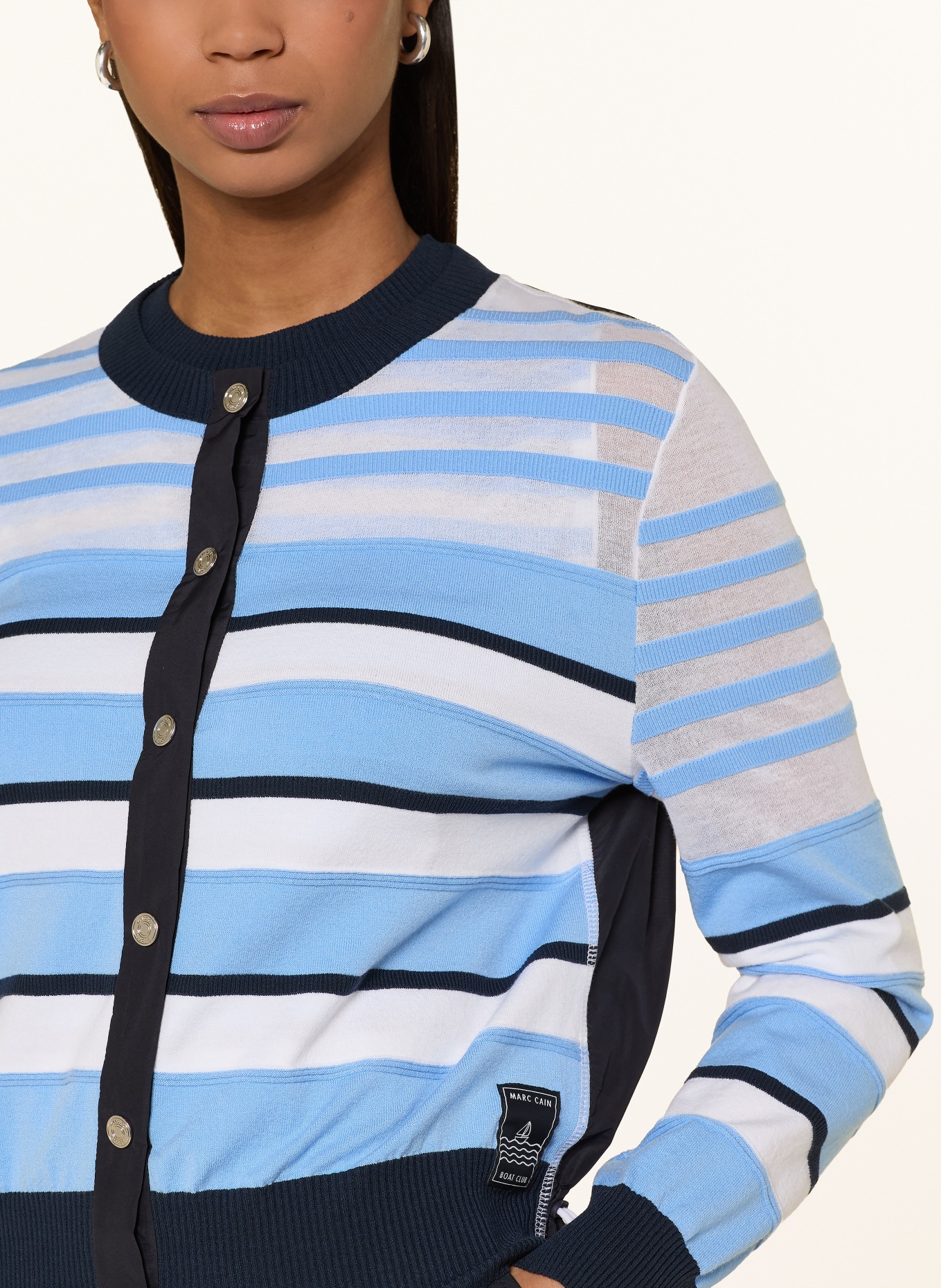 MARC CAIN Strickjacke im Materialmix: 362 little boy blue