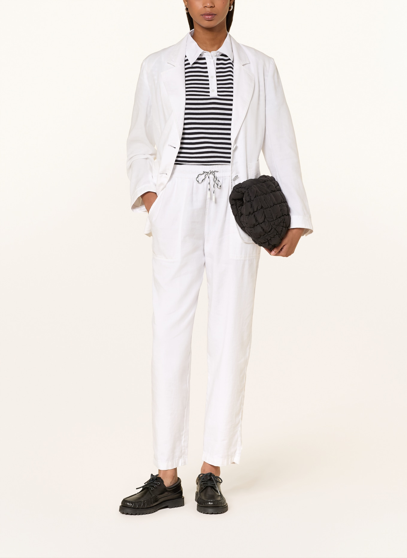 MARC CAIN Hose RANCHI mit Leinen: 100 WHITE