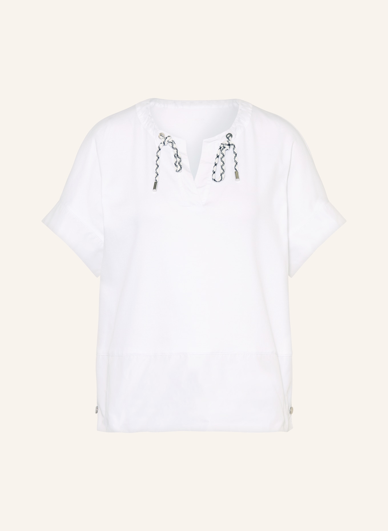 MARC CAIN T-Shirt im Materialmix: 100 WHITE