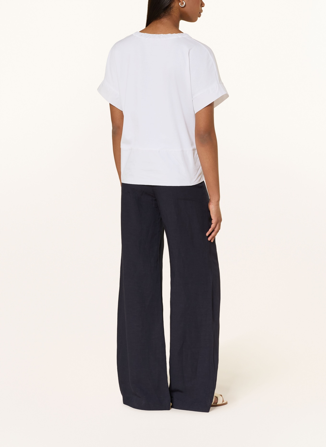 MARC CAIN T-Shirt im Materialmix: 100 WHITE