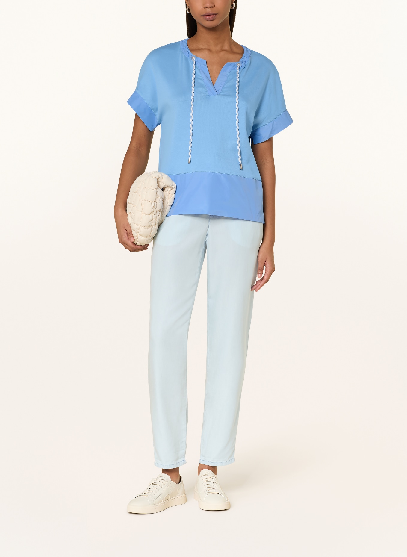 MARC CAIN T-Shirt im Materialmix: 362 little boy blue