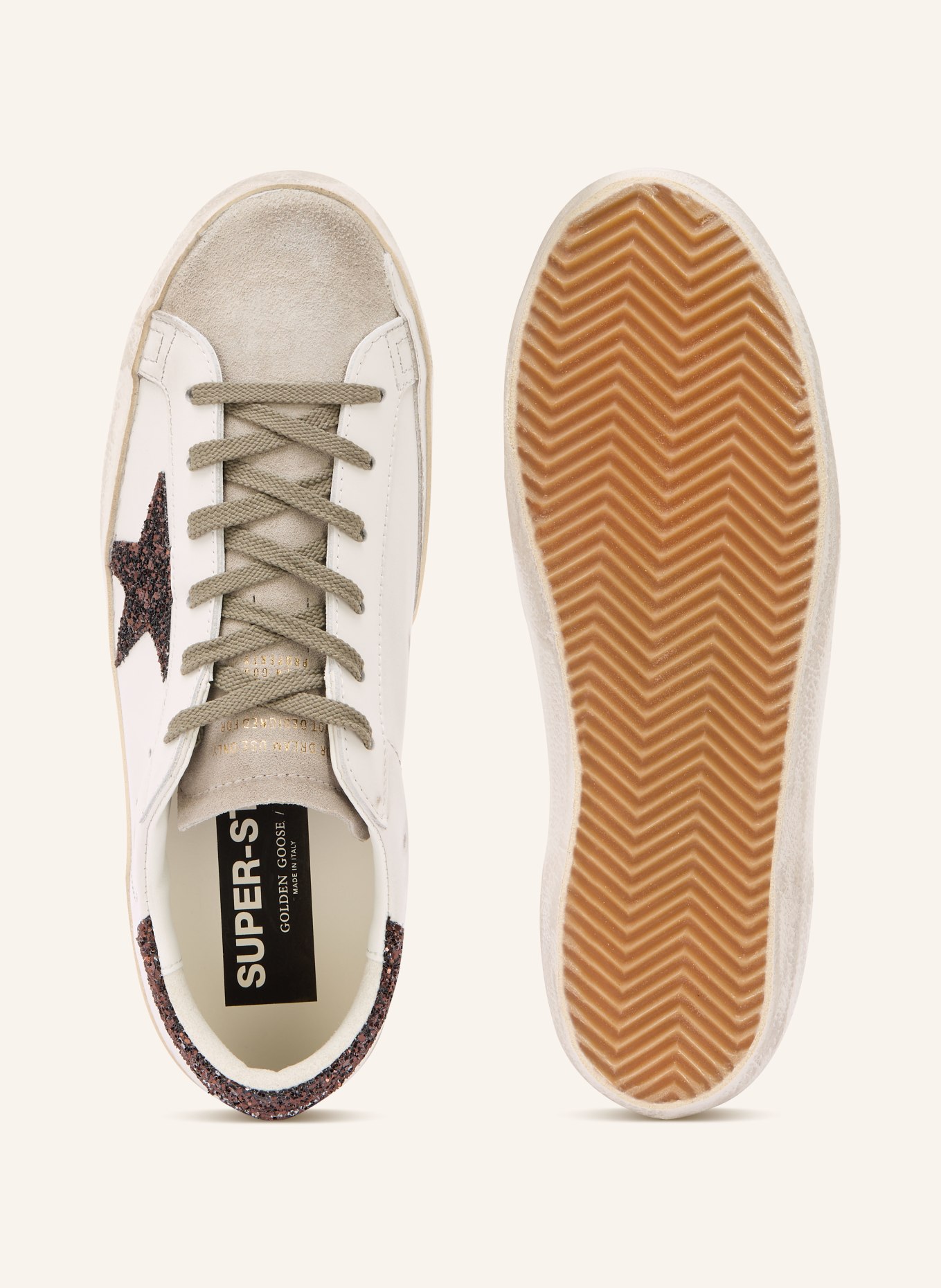 GOLDEN GOOSE Sneaker SUPER-STAR: WEISS / HELLGRAU