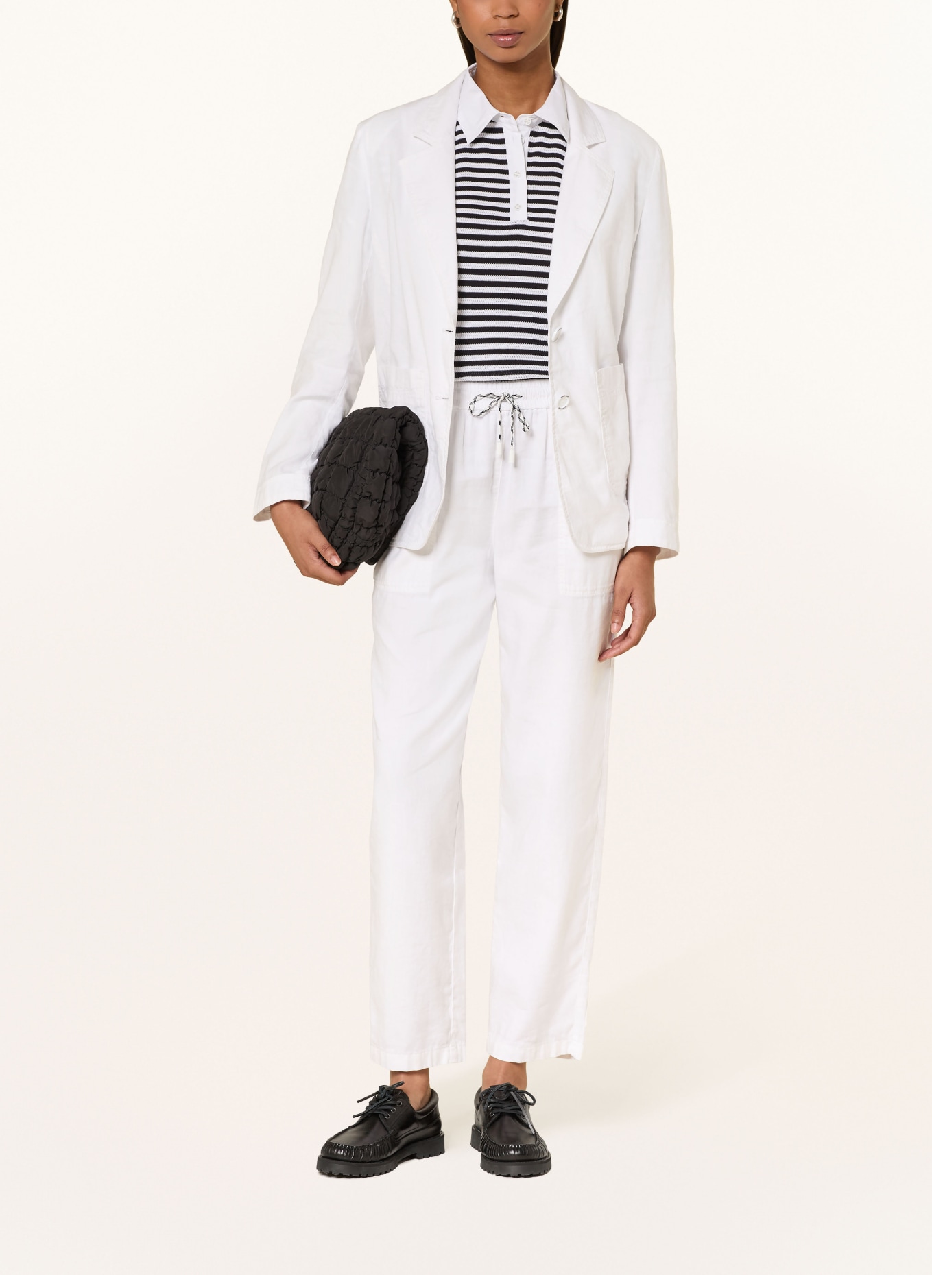 MARC CAIN Blazer mit Leinen: 100 WHITE