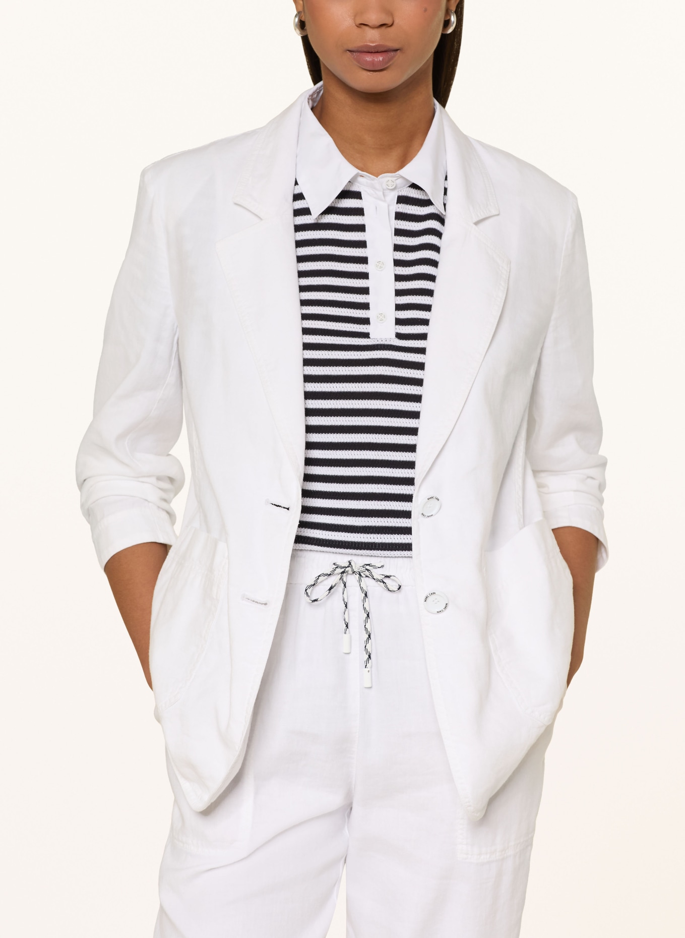 MARC CAIN Blazer mit Leinen: 100 WHITE