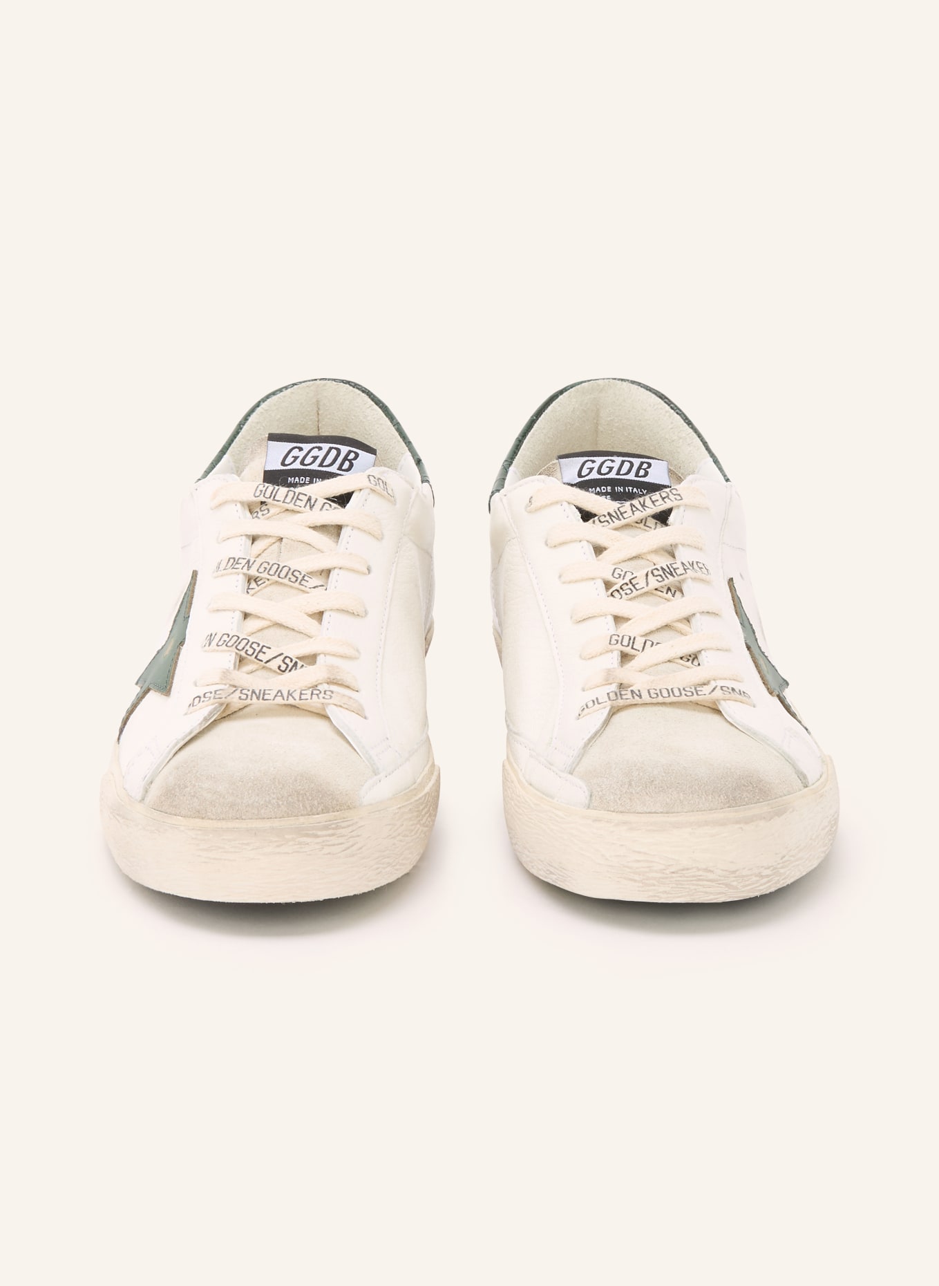 GOLDEN GOOSE Sneaker SUPER-STAR: WEISS / CREME / DUNKELGRÜN