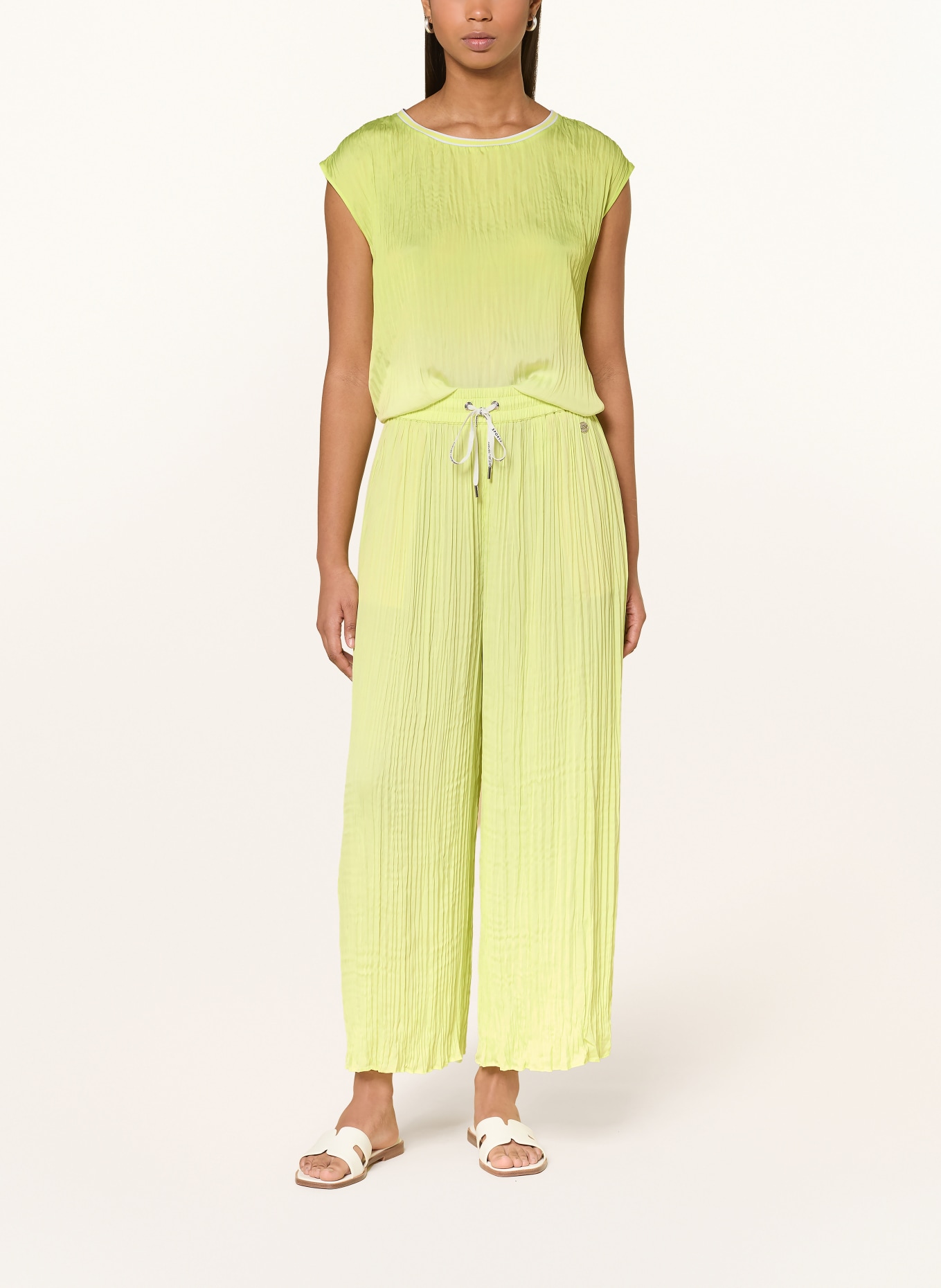 MARC CAIN Blouse top with pleats: 411 sunny lime new