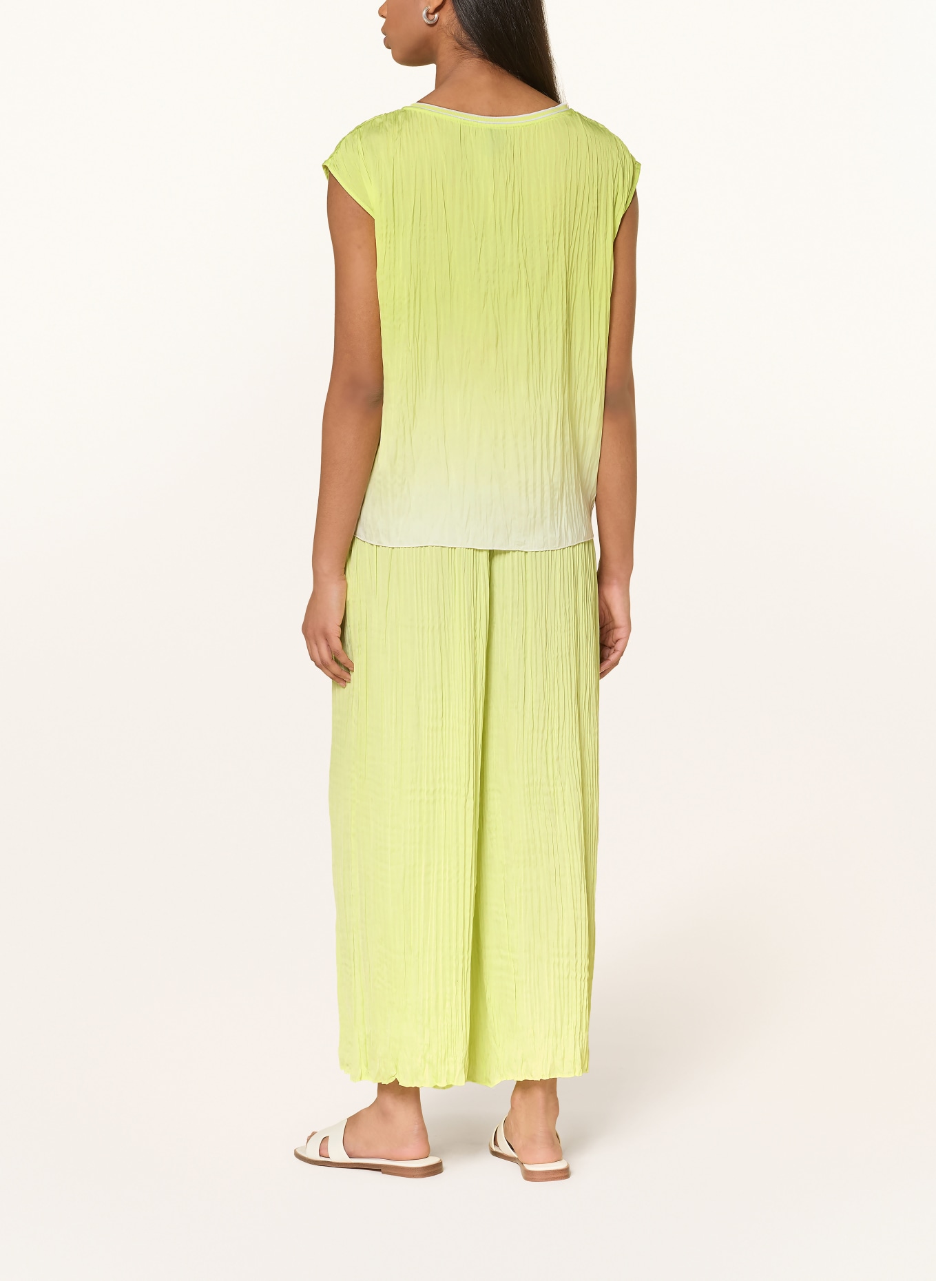 MARC CAIN Blouse top with pleats: 411 sunny lime new