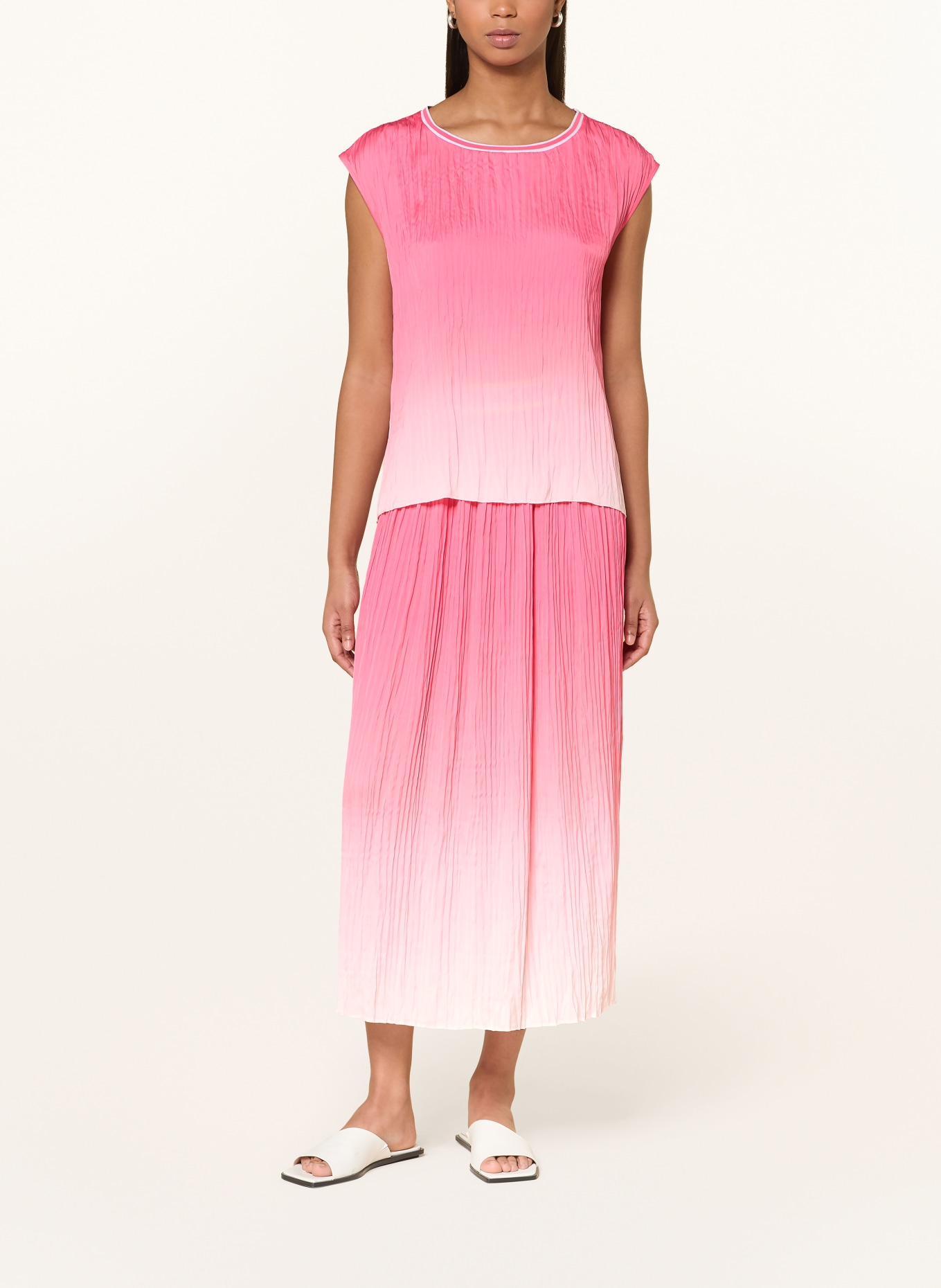 MARC CAIN Blouse top with pleats: 246 pink lemonade
