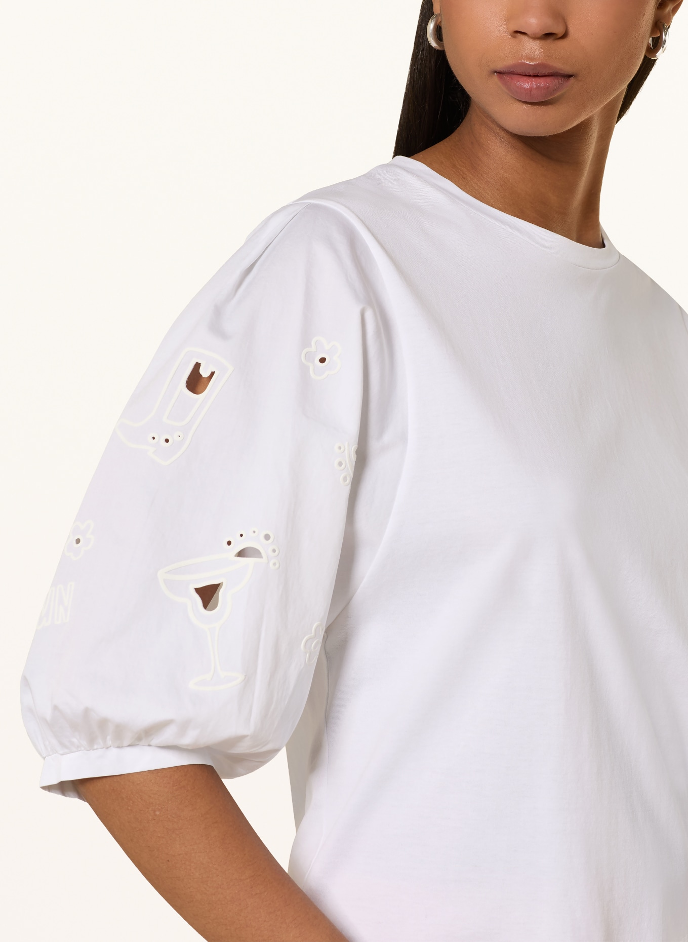 MARC CAIN T-shirt in a mix of materials: 100 WHITE