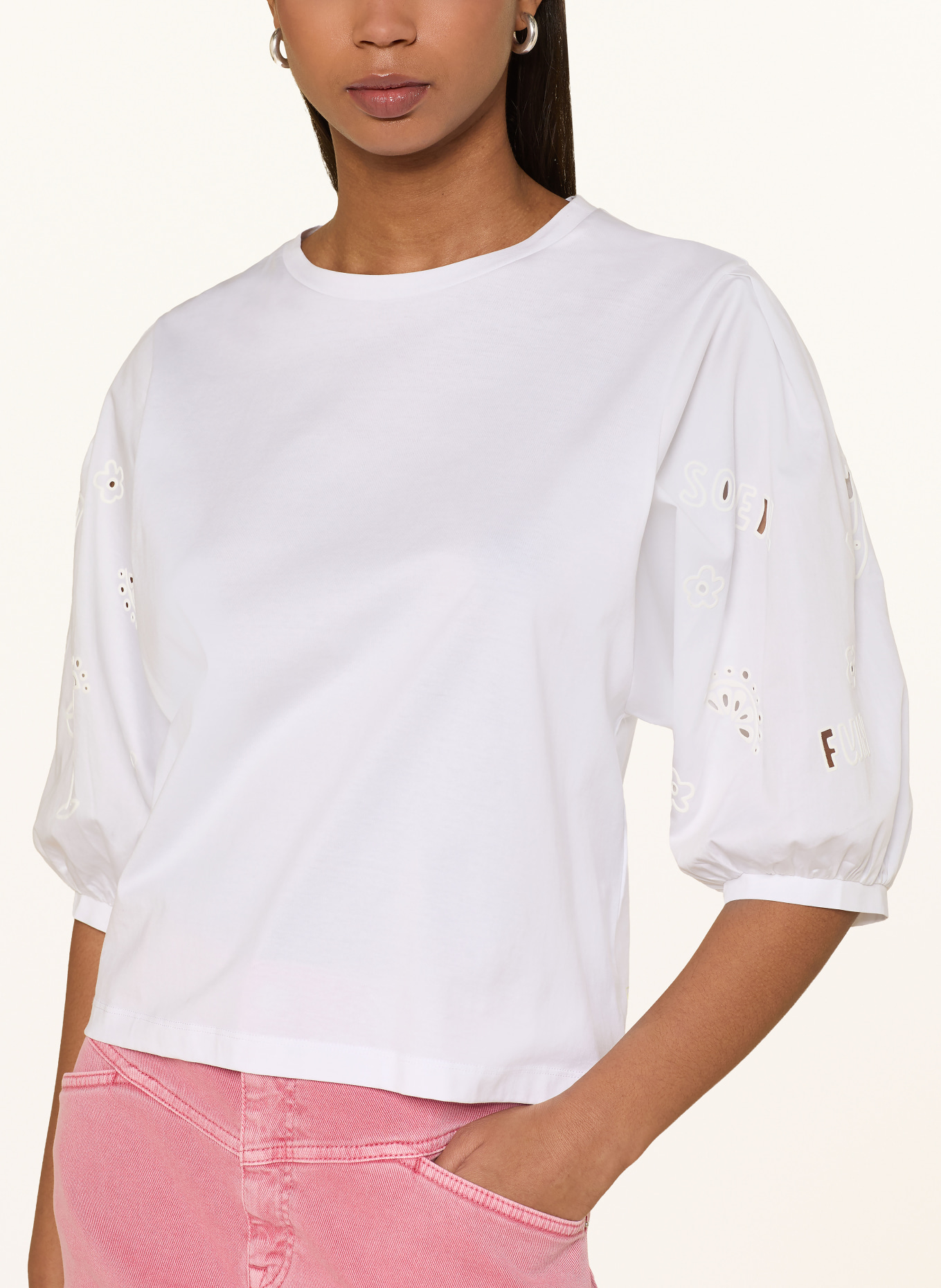 MARC CAIN T-shirt in a mix of materials: 100 WHITE