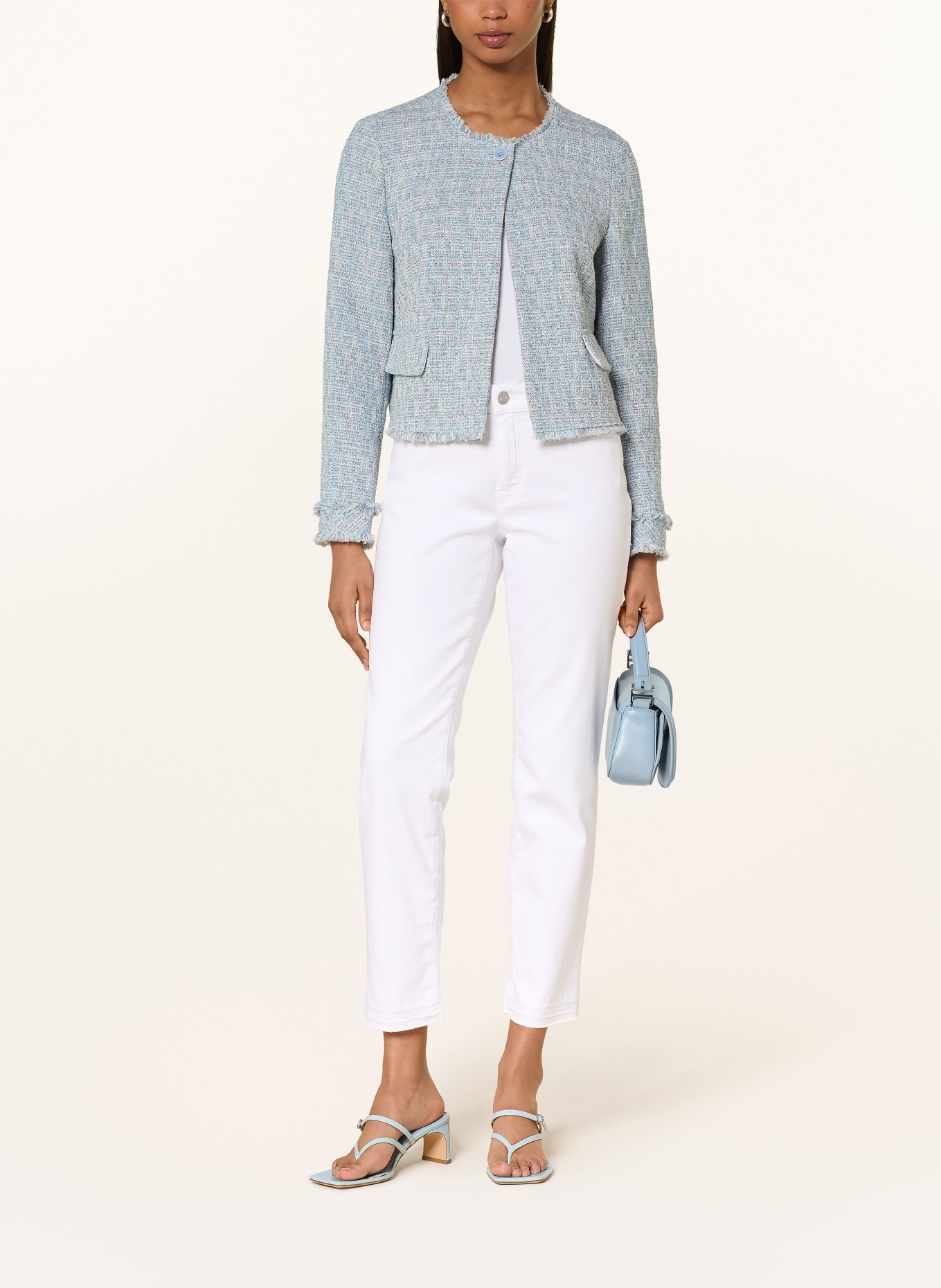 MARC CAIN Kastenjacke aus Bouclé mit Glitzergarn: 319 magical blue