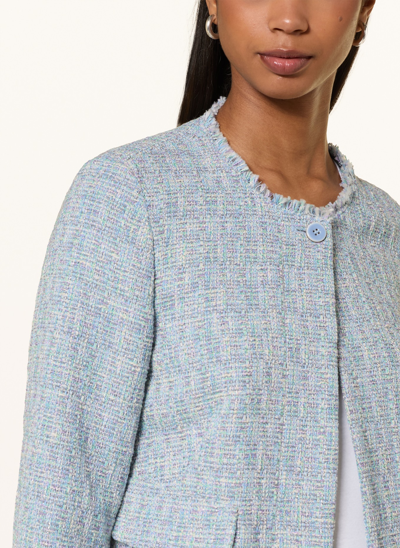 MARC CAIN Kastenjacke aus Bouclé mit Glitzergarn: 319 magical blue