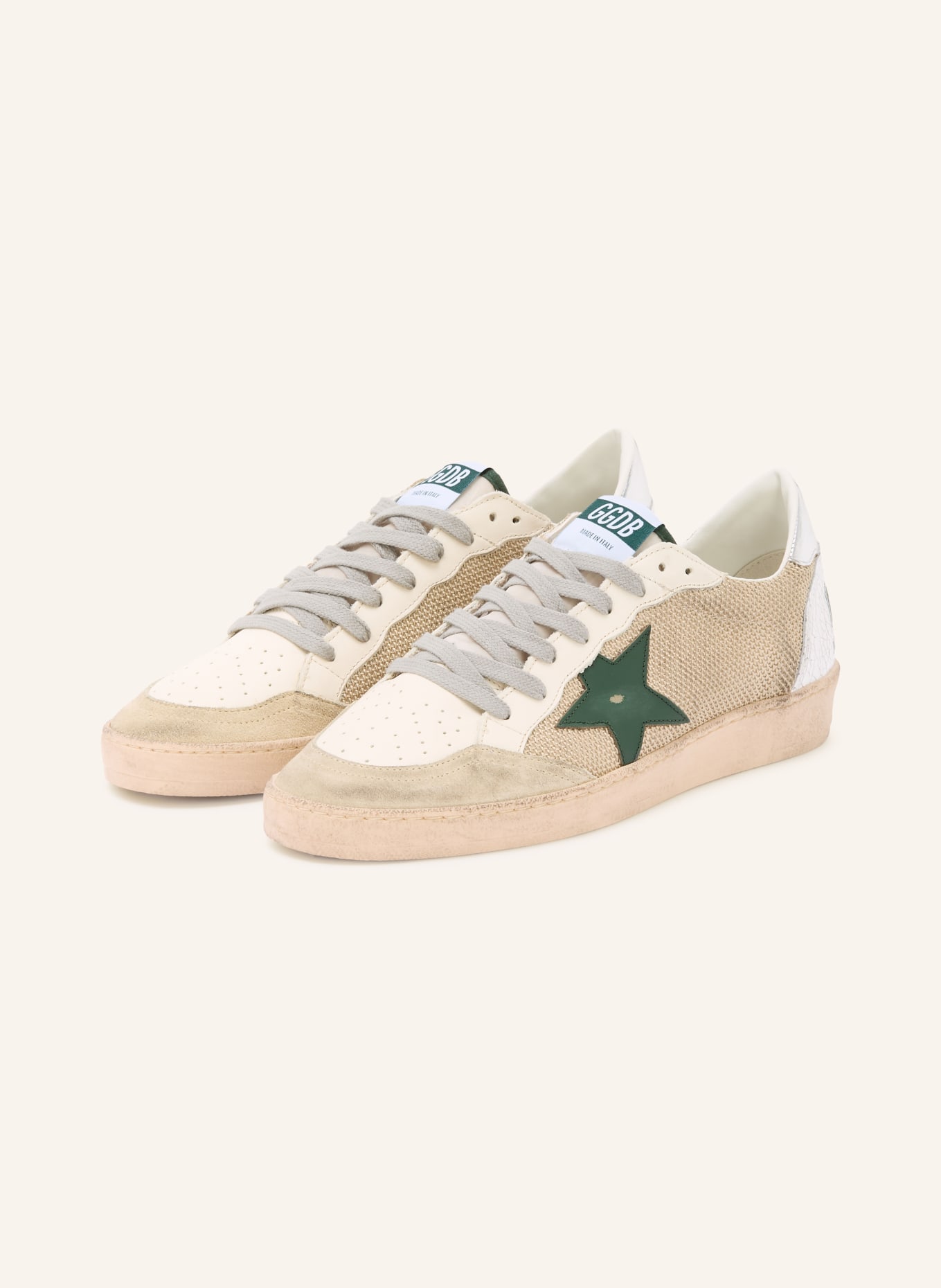 GOLDEN GOOSE Sneaker BALL-STAR: CREME / BEIGE / DUNKELGRÜN
