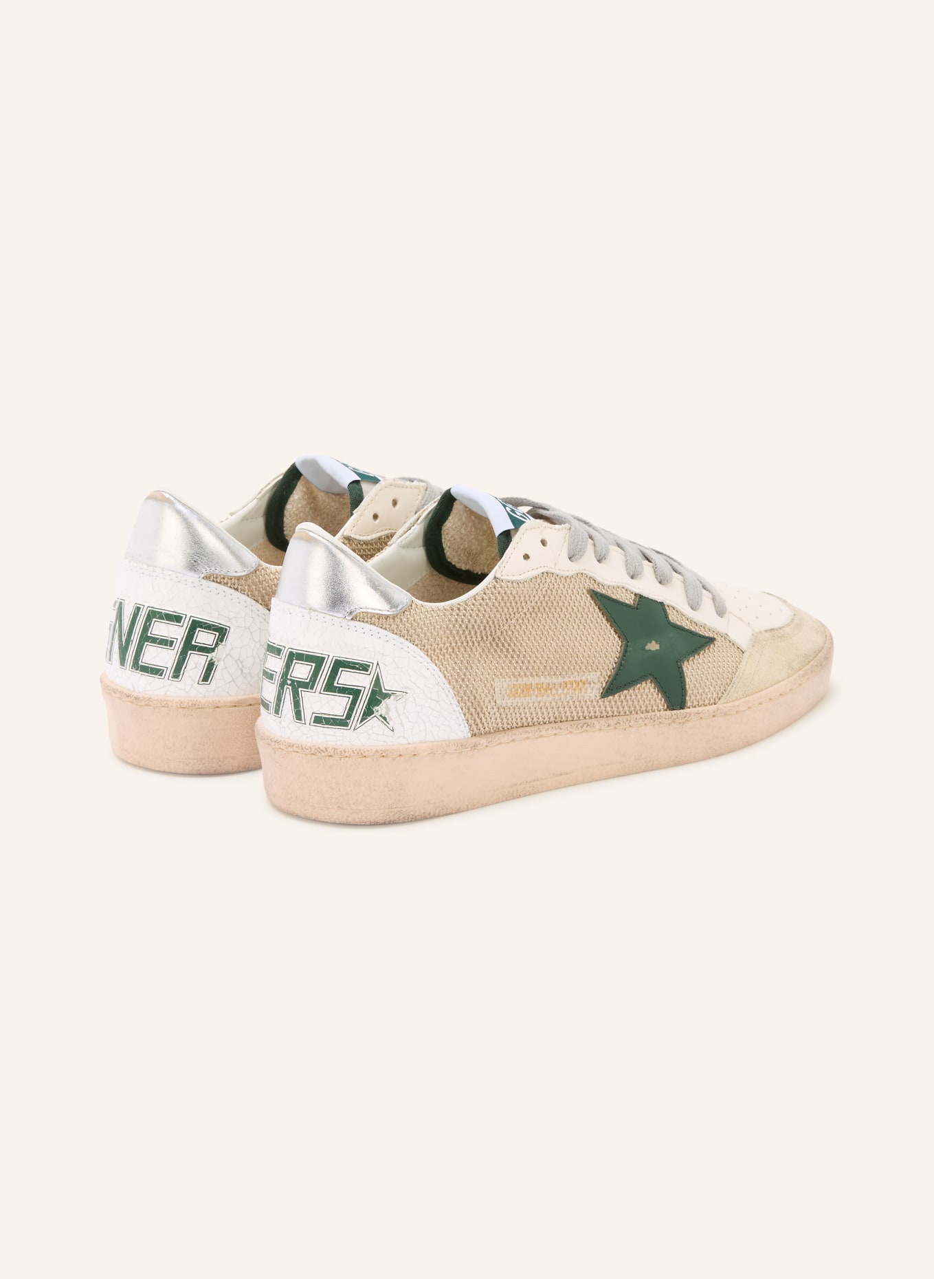 GOLDEN GOOSE Sneaker BALL-STAR: CREME / BEIGE / DUNKELGRÜN
