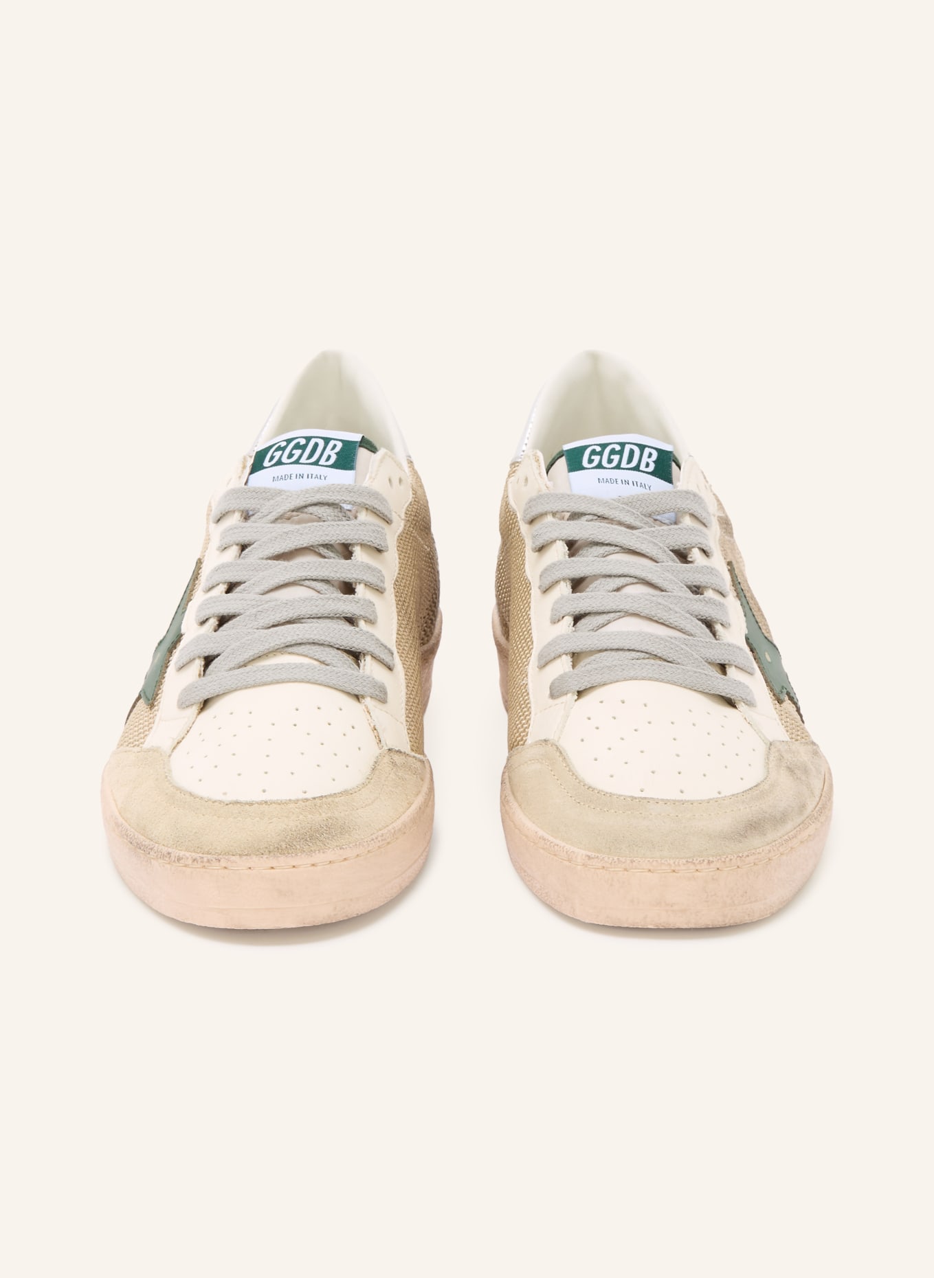 GOLDEN GOOSE Sneaker BALL-STAR: CREME / BEIGE / DUNKELGRÜN