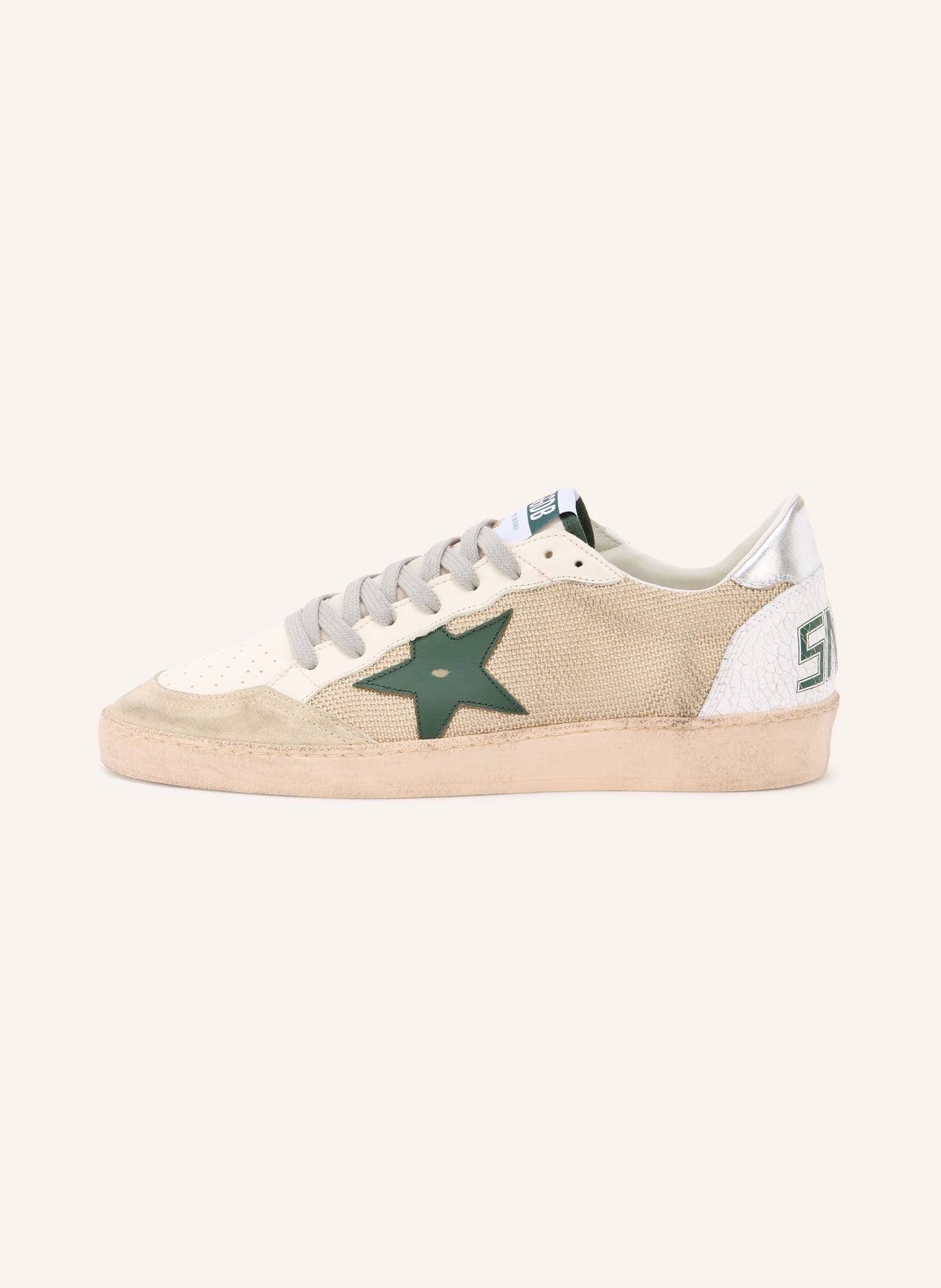 GOLDEN GOOSE Sneaker BALL-STAR: CREME / BEIGE / DUNKELGRÜN