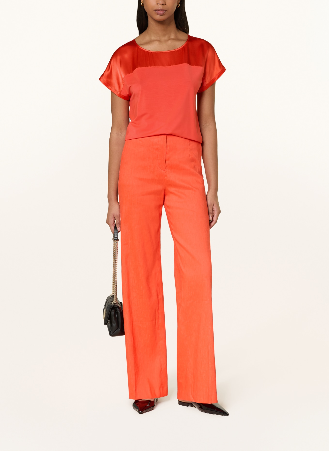 MARC CAIN Blůza z kombinace materiálů: 223 bright tomato