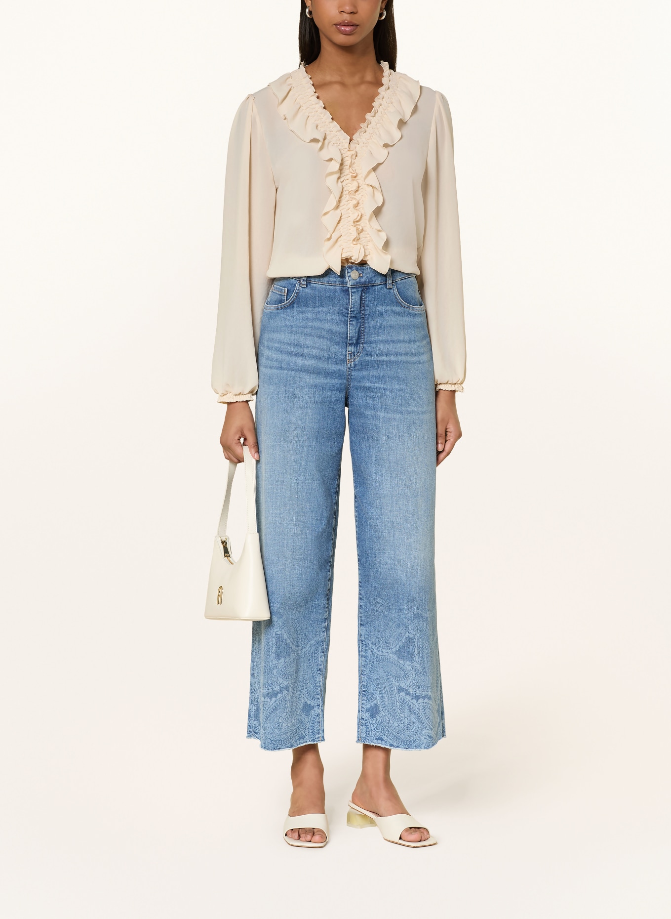 MARC CAIN Blouse with ruffles and flounces: 131 CREME