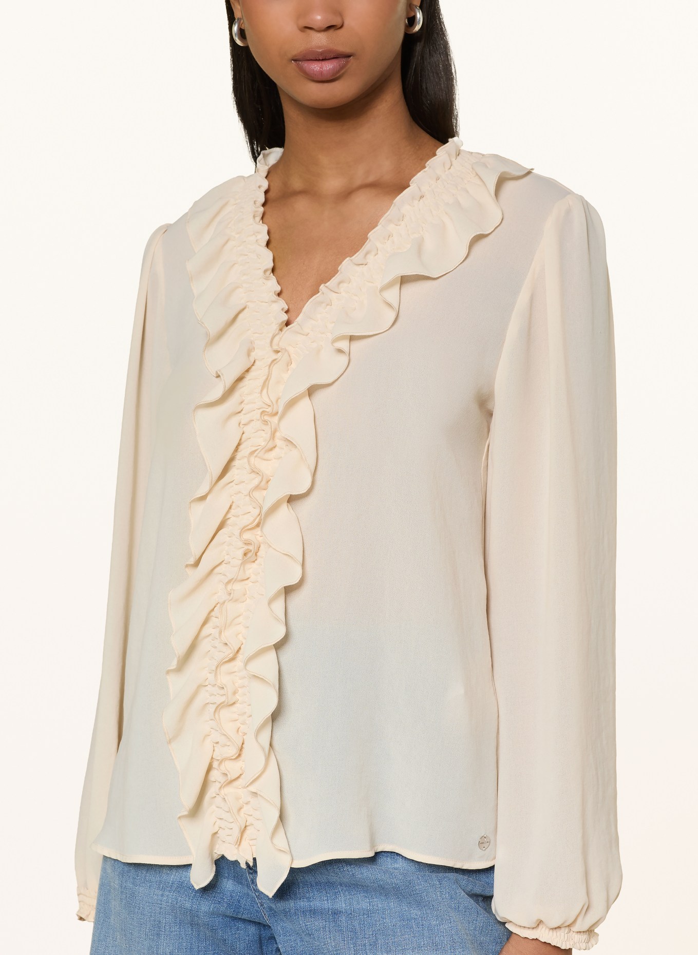 MARC CAIN Blouse with ruffles and flounces: 131 CREME