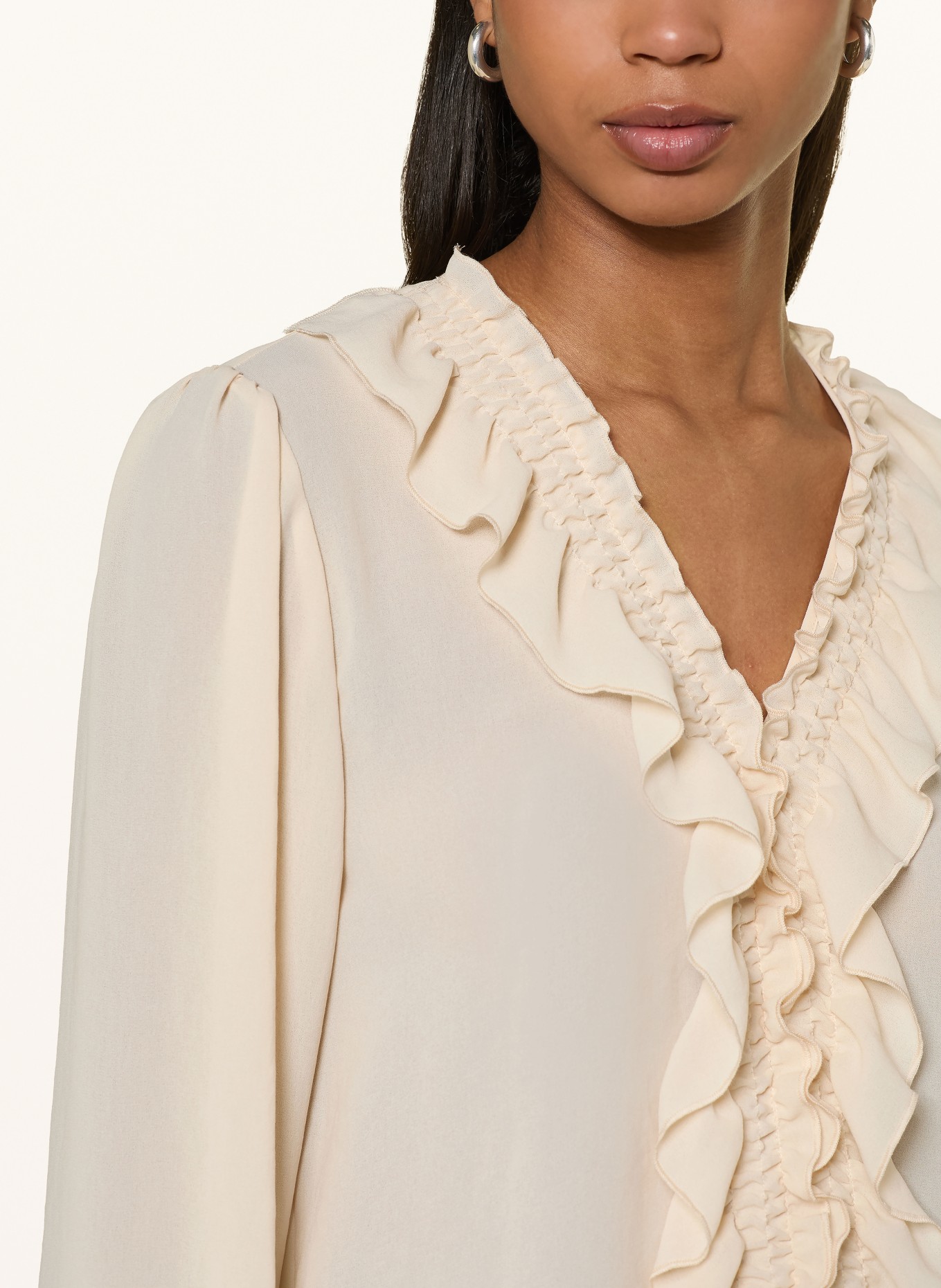 MARC CAIN Blouse with ruffles and flounces: 131 CREME