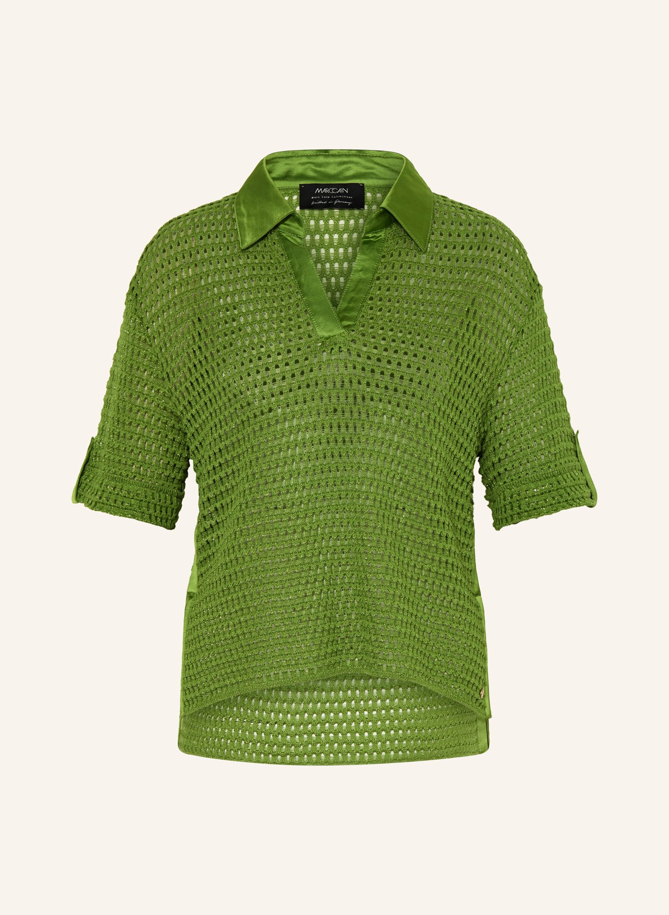 MARC CAIN Knitted shirt with glitter yarn: 526 garden green