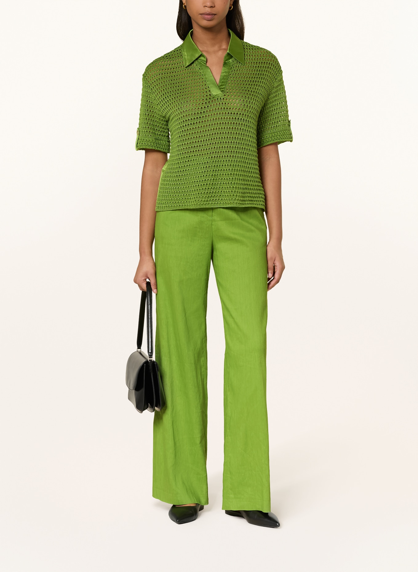 MARC CAIN Knitted shirt with glitter yarn: 526 garden green
