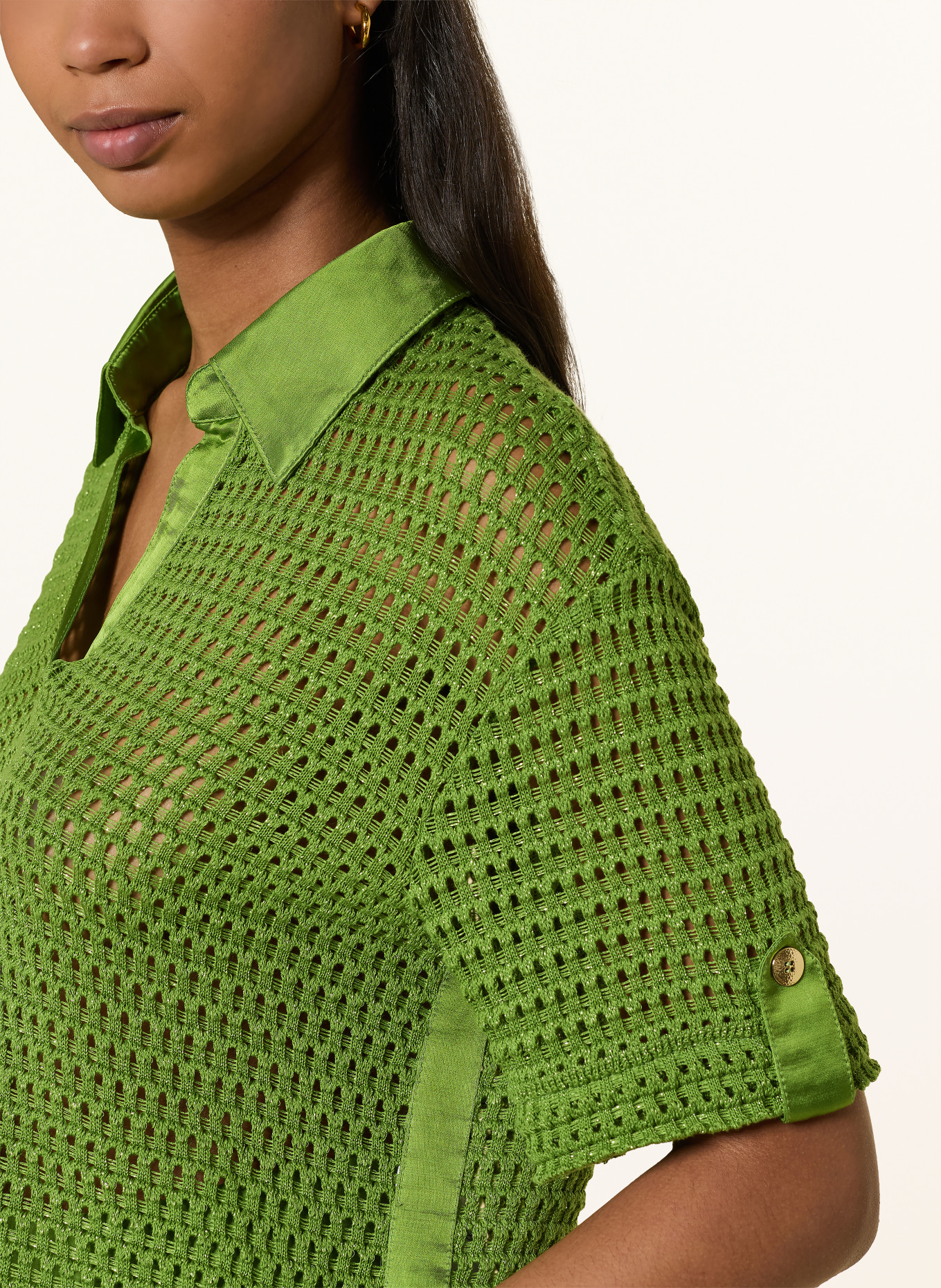 MARC CAIN Knitted shirt with glitter yarn: 526 garden green