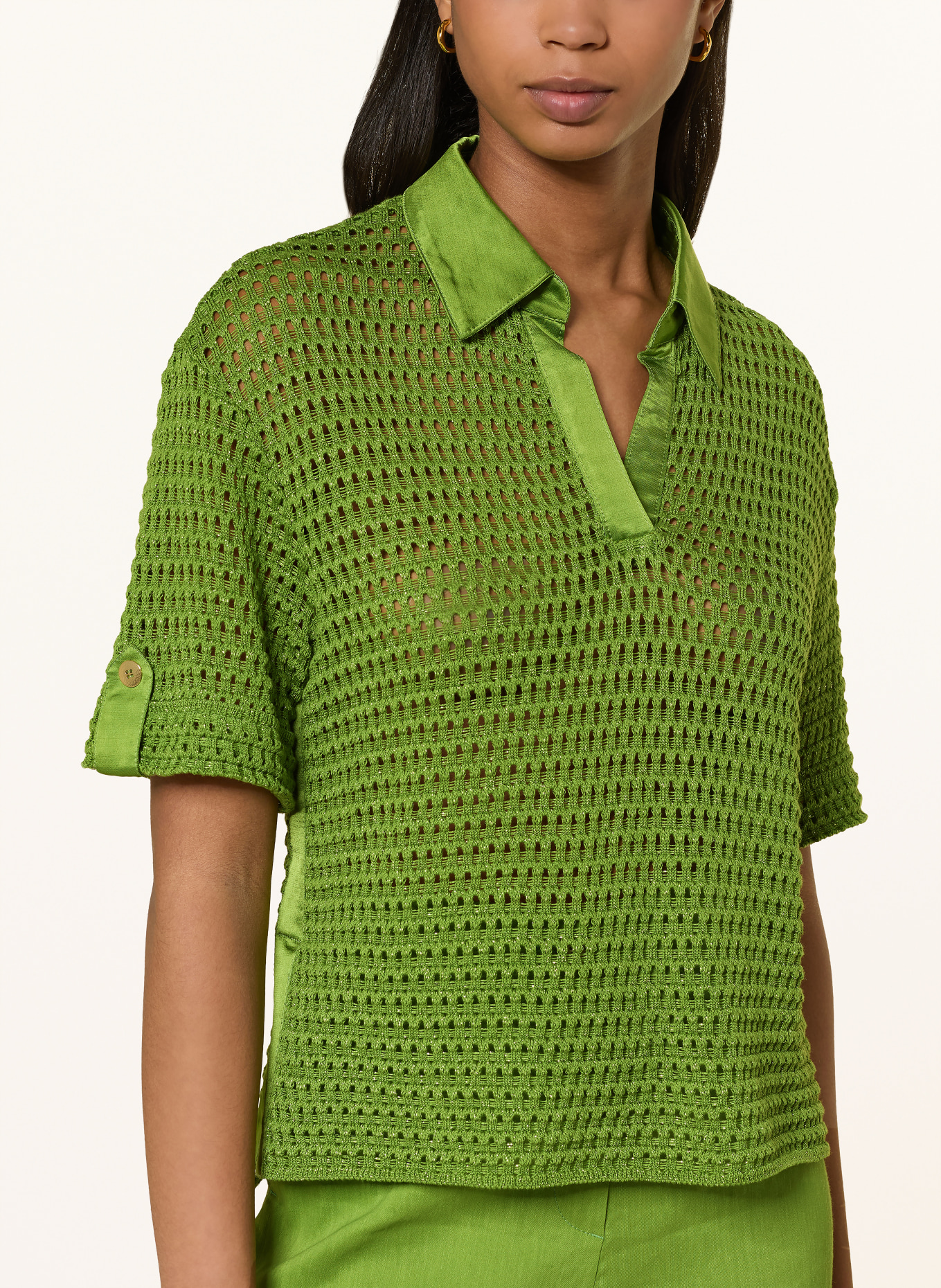 MARC CAIN Knitted shirt with glitter yarn: 526 garden green