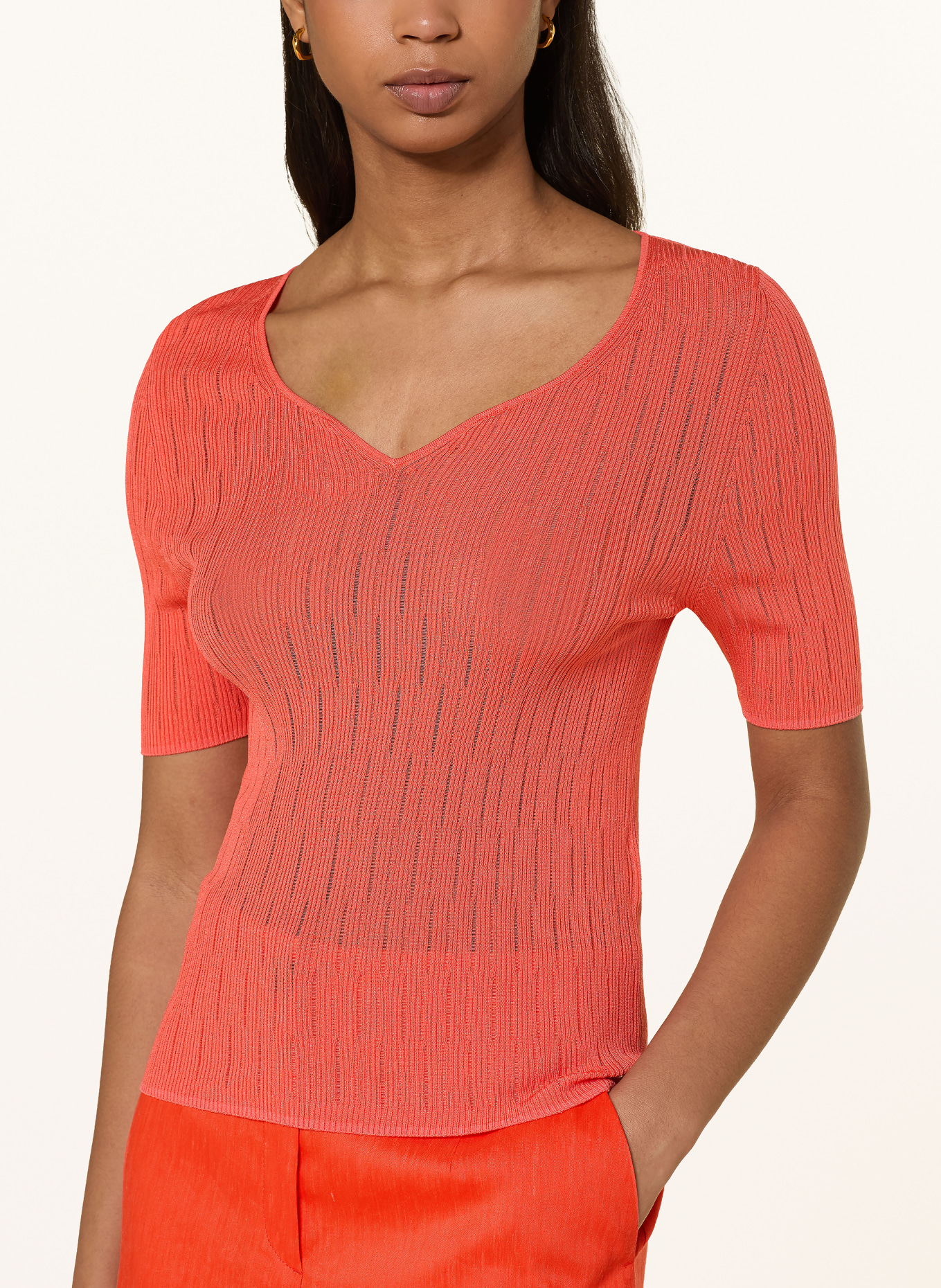 MARC CAIN Strickshirt: 223 bright tomato