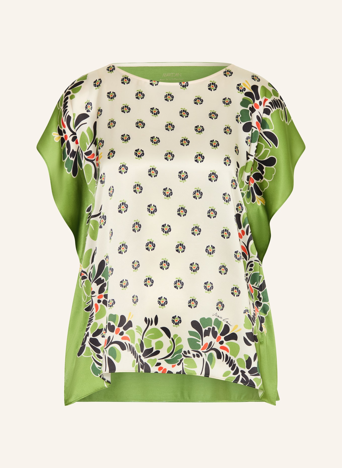 MARC CAIN Blusenshirt im Materialmix: 112 bright ecru