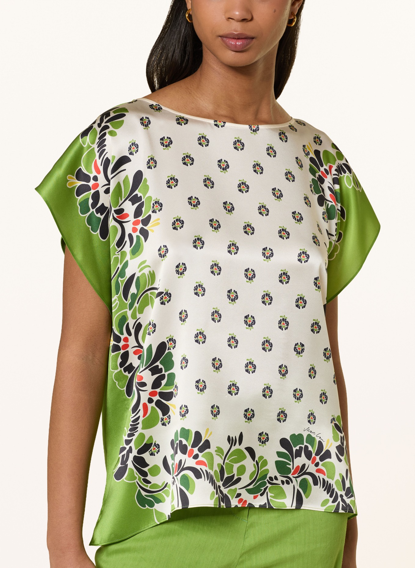 MARC CAIN Blusenshirt im Materialmix: 112 bright ecru